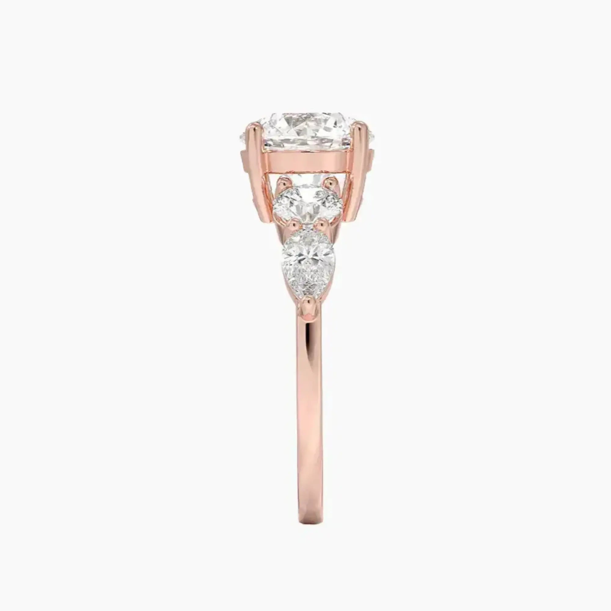 Daria Five Stone Round Designer 2 Carat Lab Grown Diamond Engagement Ring in 14K Rose Gold