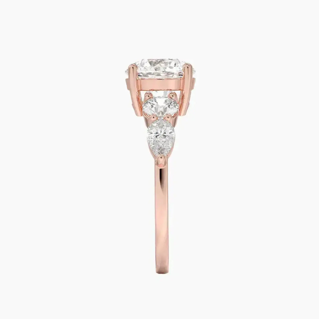 Daria Five Stone Round Designer 3 Carat Lab Grown Diamond Engagement Ring in 14K White Gold