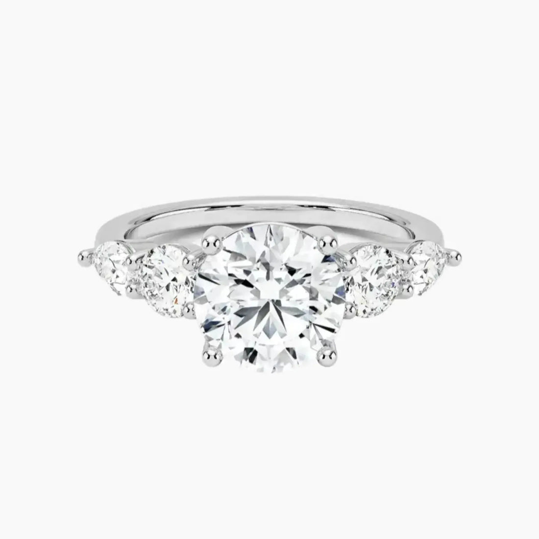Daria Five Stone Round Designer 1.5 Carat Lab Grown Diamond Engagement Ring in 14K Rose Gold