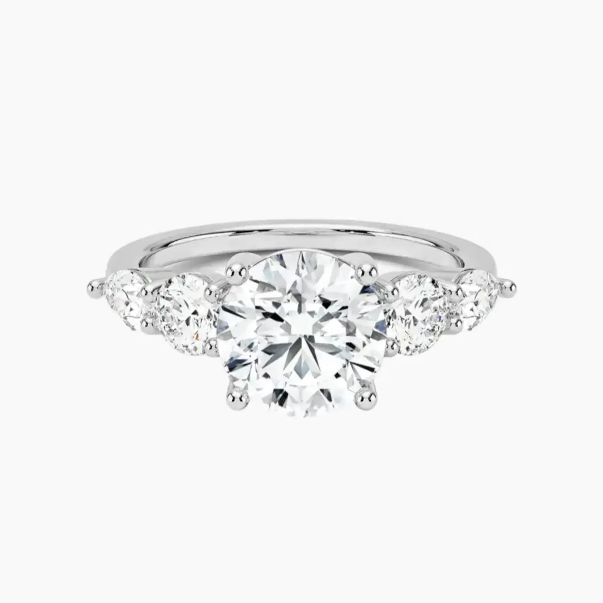 Daria Five Stone Round Designer 3 Carat Lab Grown Diamond Engagement Ring in 14K Yellow Gold