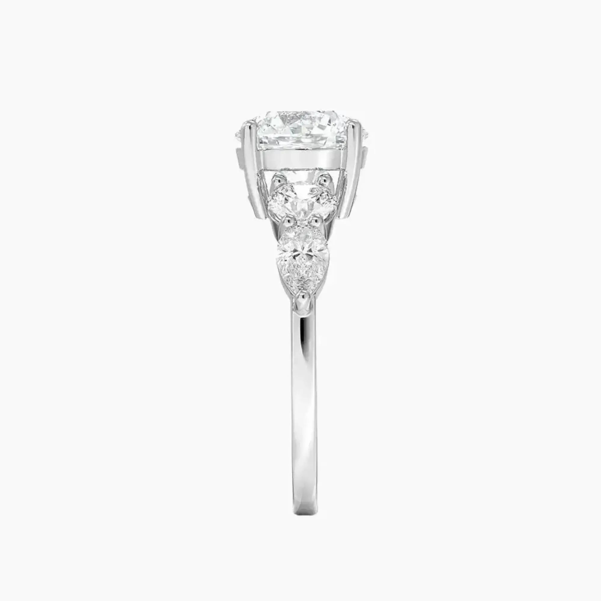 Daria Five Stone Round Designer Diamond Ring Setting in 14K White Gold