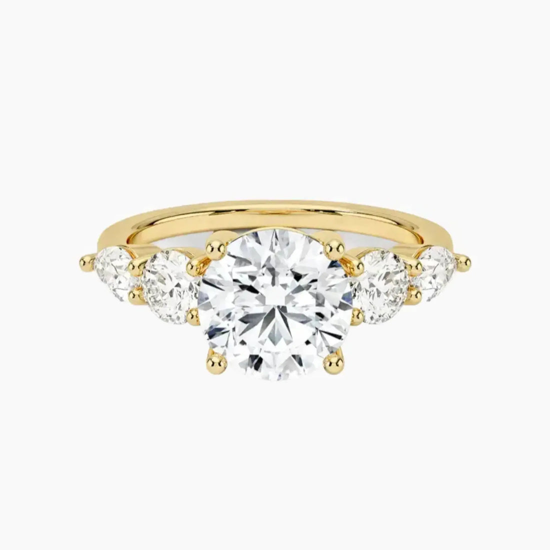Daria Five Stone Round Designer 1 Carat Lab Grown Diamond Engagement Ring in 14K Rose Gold