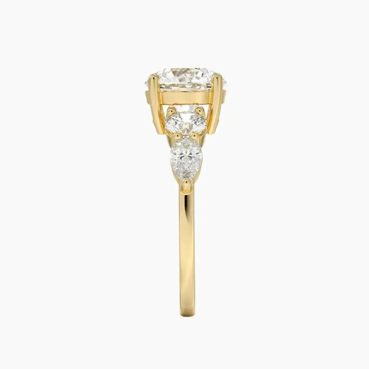 Daria Five Stone Round Designer 3 Carat Lab Grown Diamond Engagement Ring in 14K Rose Gold