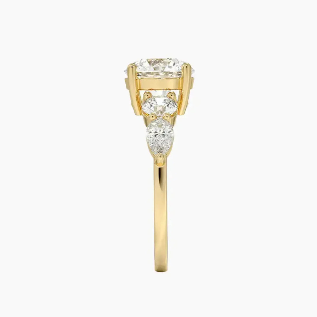Daria Five Stone Round Designer Diamond Ring Setting in 14K Yellow Gold