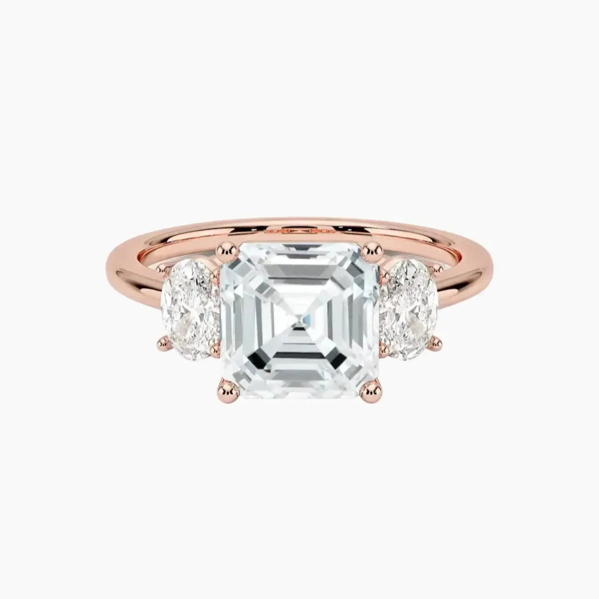 Liora Asscher Three Stone Diamond Ring Setting in 18K Rose Gold