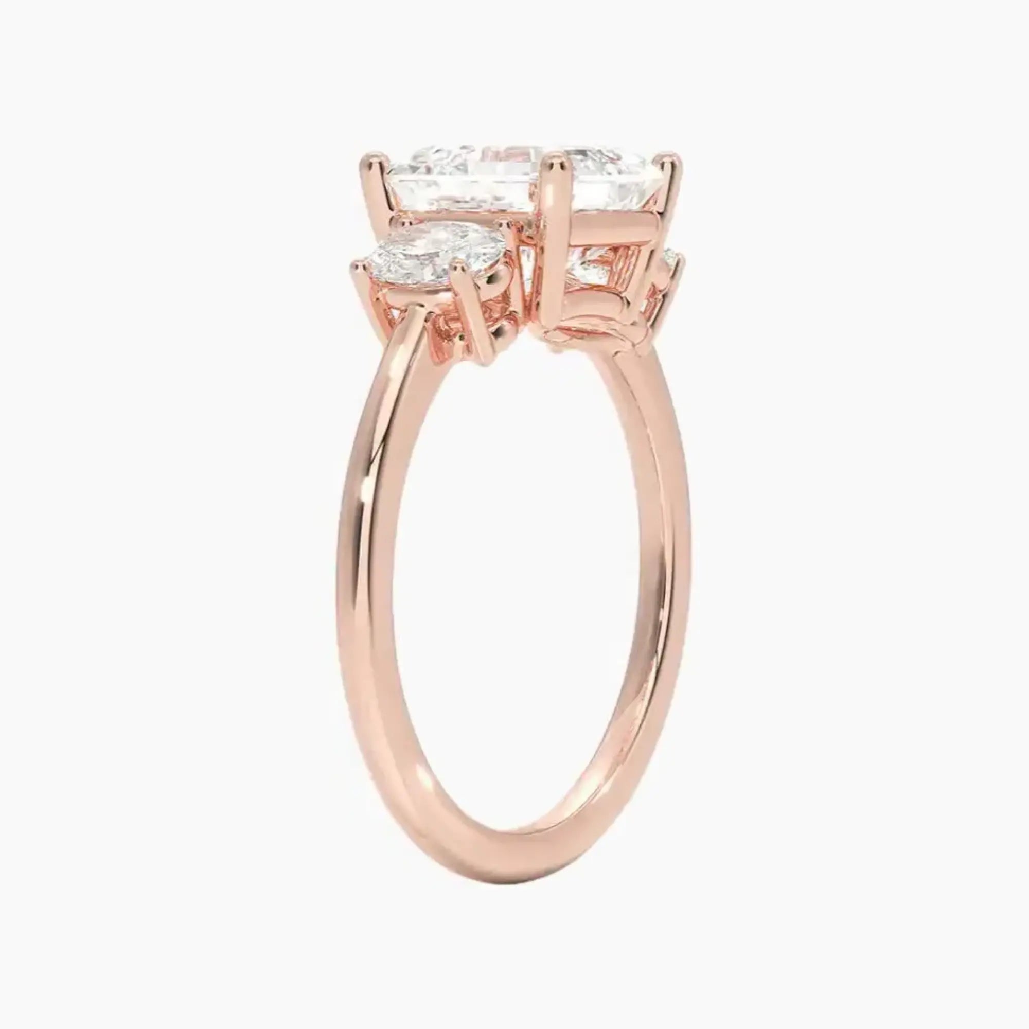 Liora Asscher Three Stone 2 Carat Lab Grown Diamond Engagement Ring in 14K Yellow Gold