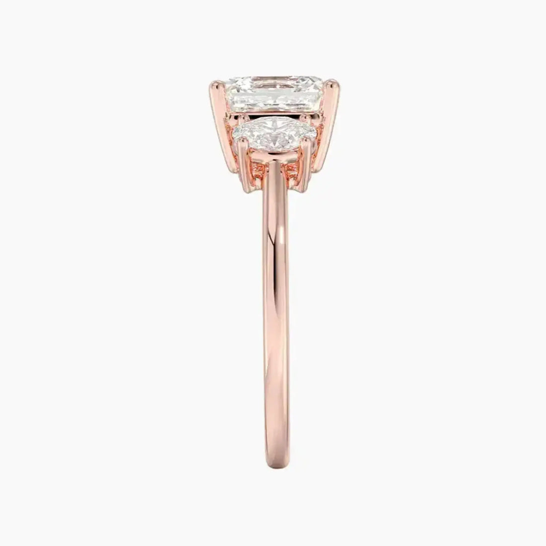 Liora Asscher Three Stone 1.5 Carat Lab Grown Diamond Engagement Ring in 18K White Gold
