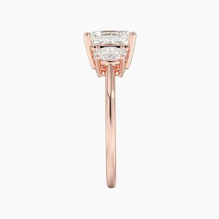 Liora Asscher Three Stone 2.5 Carat Lab Grown Diamond Engagement Ring in 18K White Gold