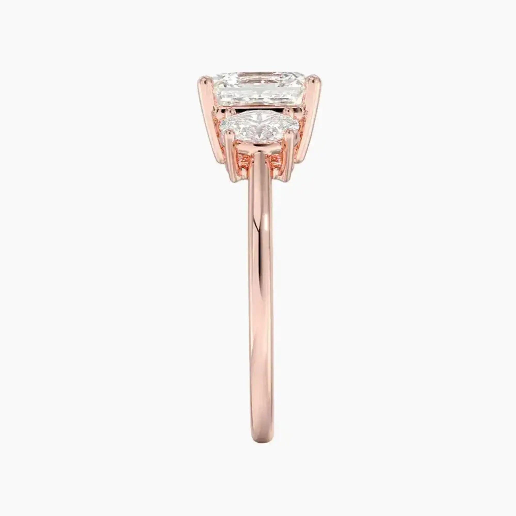 Liora Asscher Three Stone Diamond Ring Setting in 14K Rose Gold