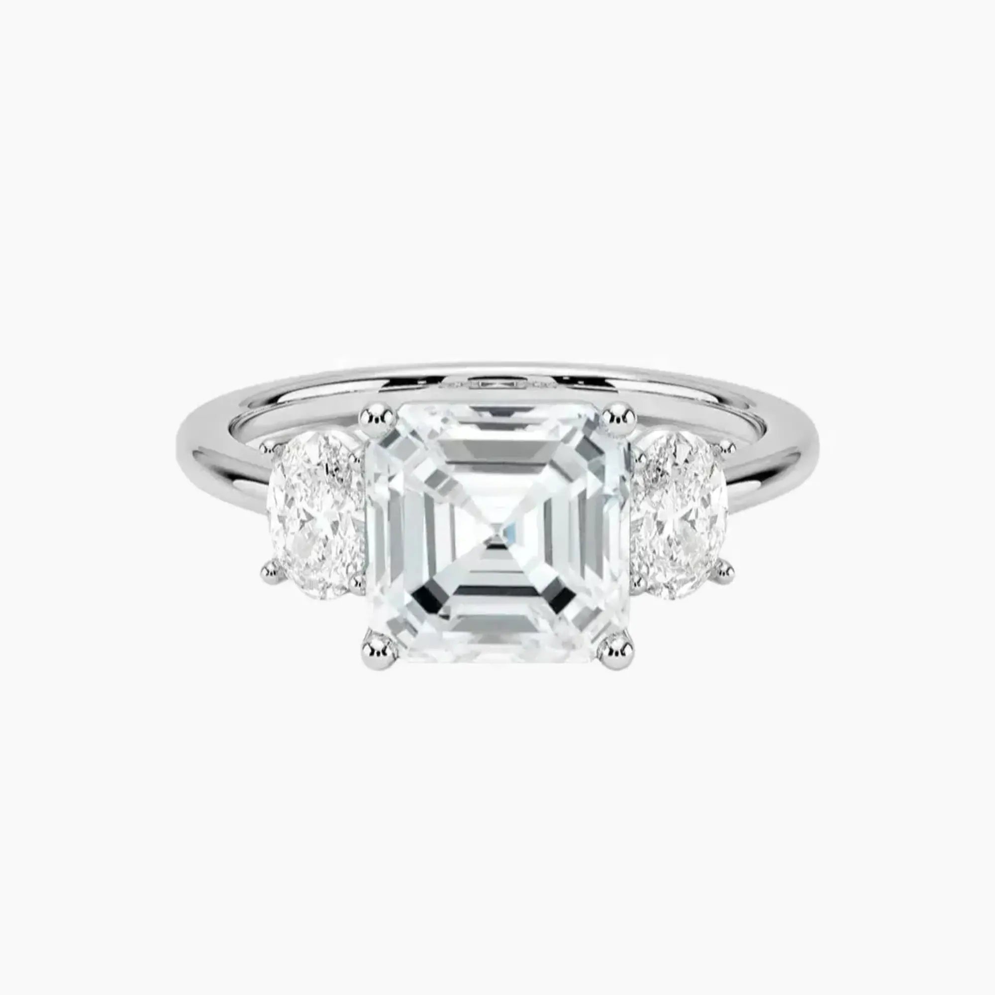 Liora Asscher Three Stone 2.5 Carat Lab Grown Diamond Engagement Ring in 14K White Gold