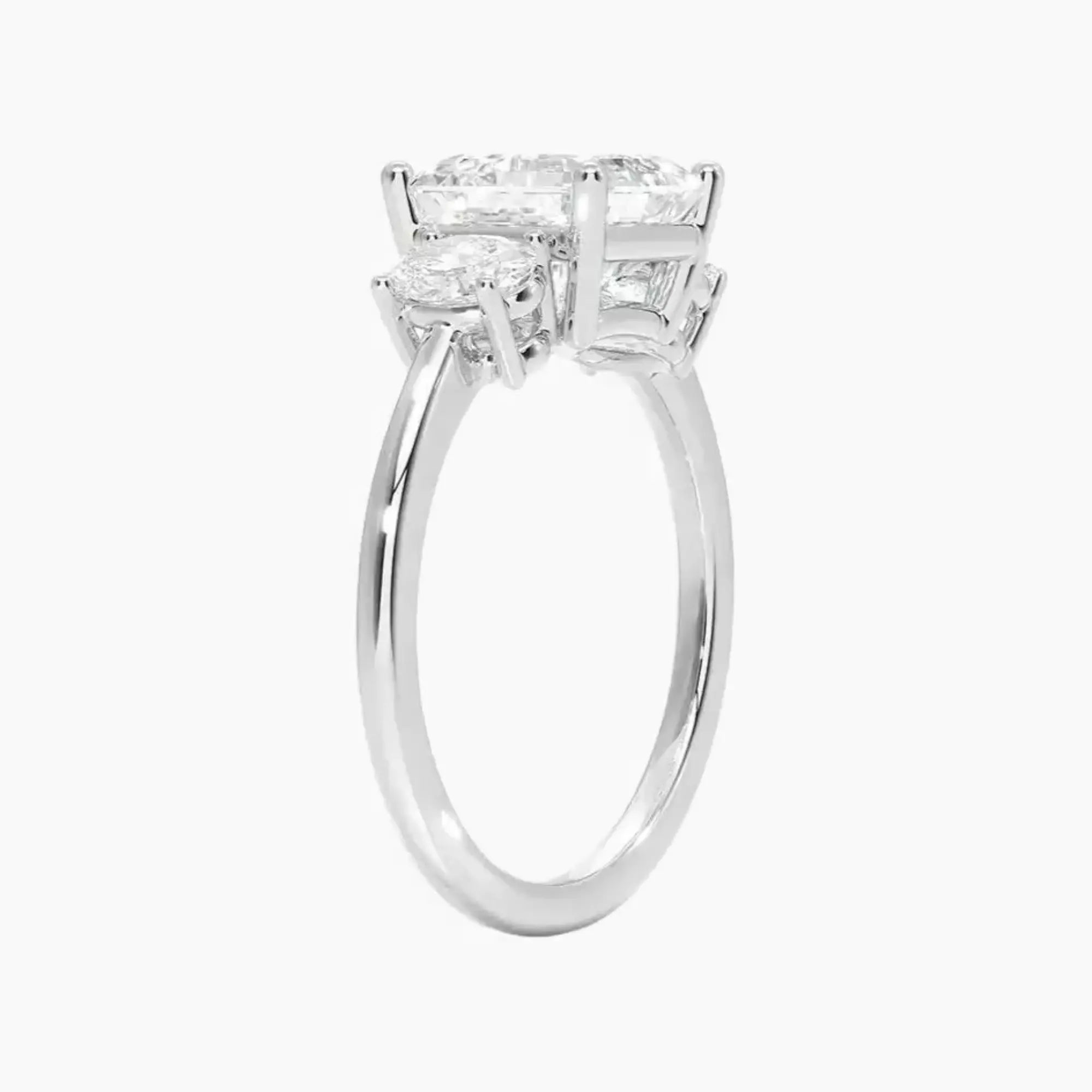 Liora Asscher Three Stone 2 Carat Lab Grown Diamond Engagement Ring in 14K Rose Gold