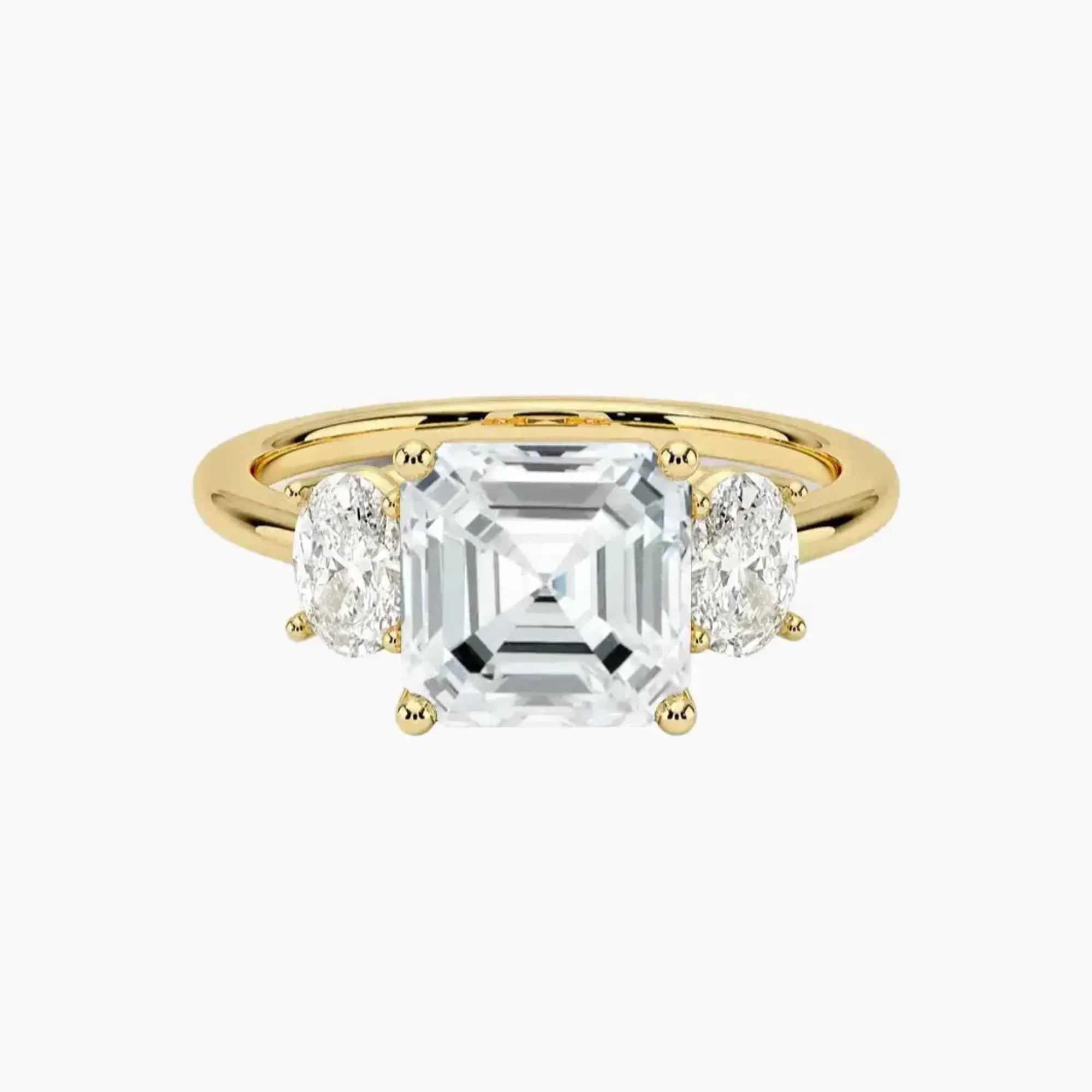 Liora Asscher Three Stone 2.5 Carat Lab Grown Diamond Engagement Ring in 14K Rose Gold