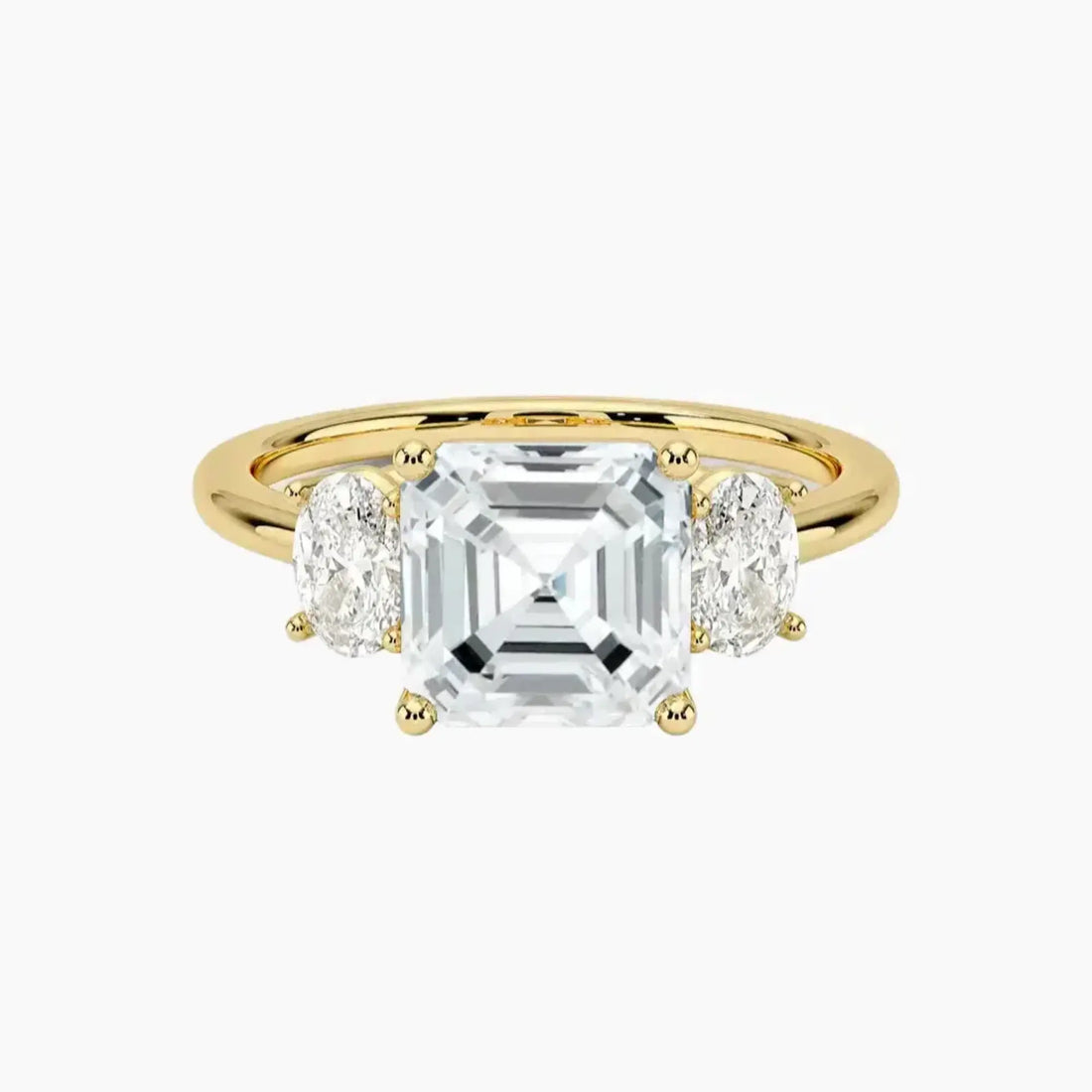 Liora Asscher Three Stone 2.5 Carat Lab Grown Diamond Engagement Ring in 14K Rose Gold
