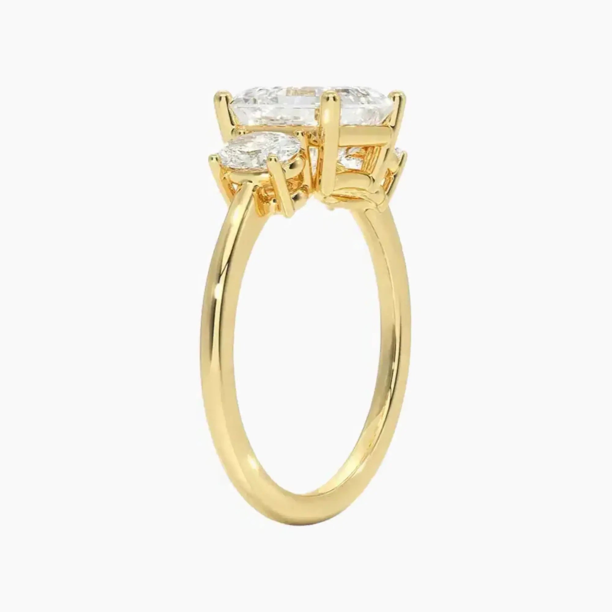 Liora Asscher Three Stone Diamond Ring Setting in 14K Yellow Gold
