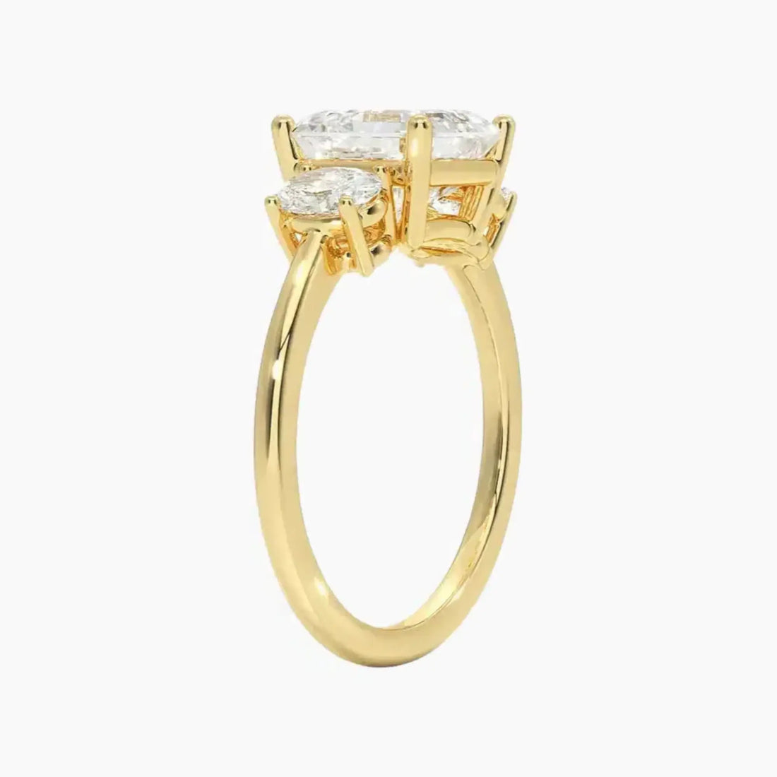 Liora Asscher Three Stone 1.5 Carat Lab Grown Diamond Engagement Ring in 14K White Gold