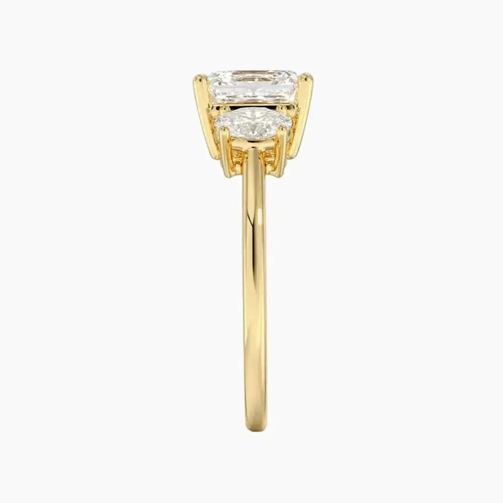 Liora Asscher Three Stone 1 Carat Lab Grown Diamond Engagement Ring in 18K White Gold