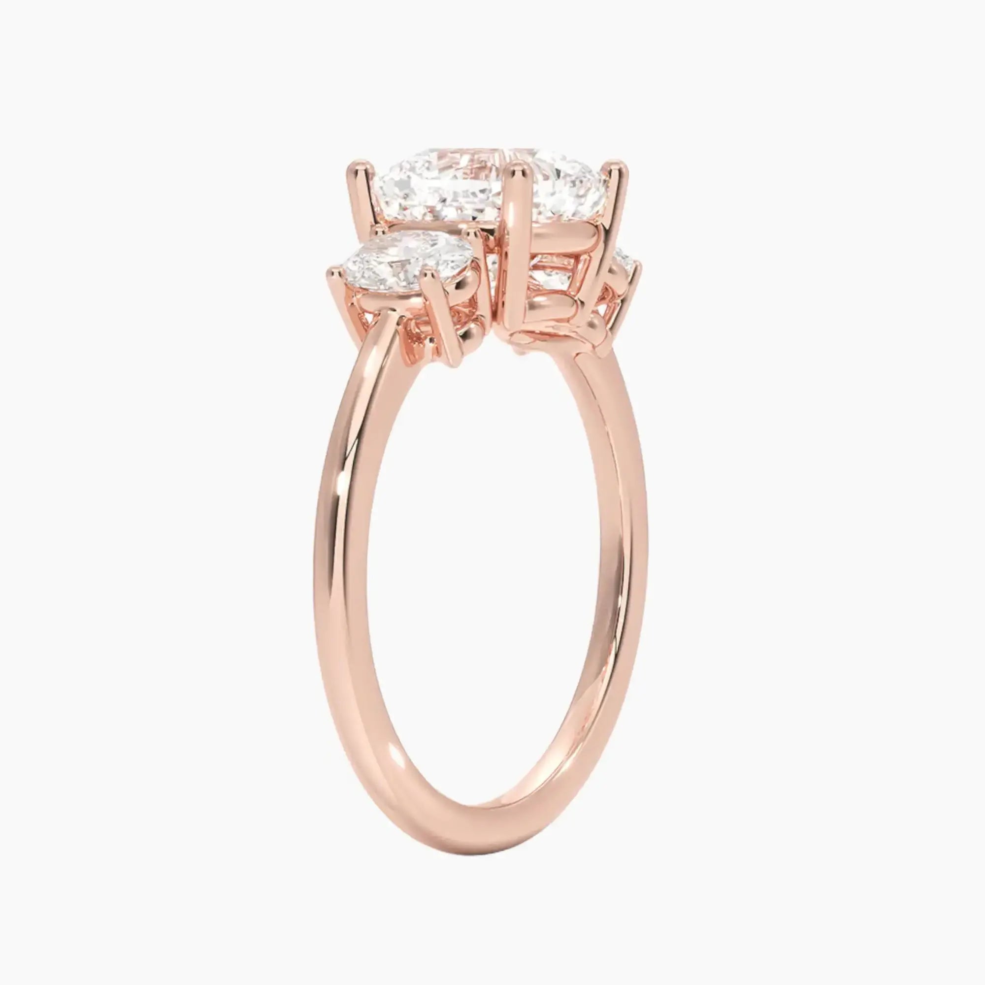 Liora Cushion Three Stone 1 Carat Lab Grown Diamond Engagement Ring in 18K Rose Gold