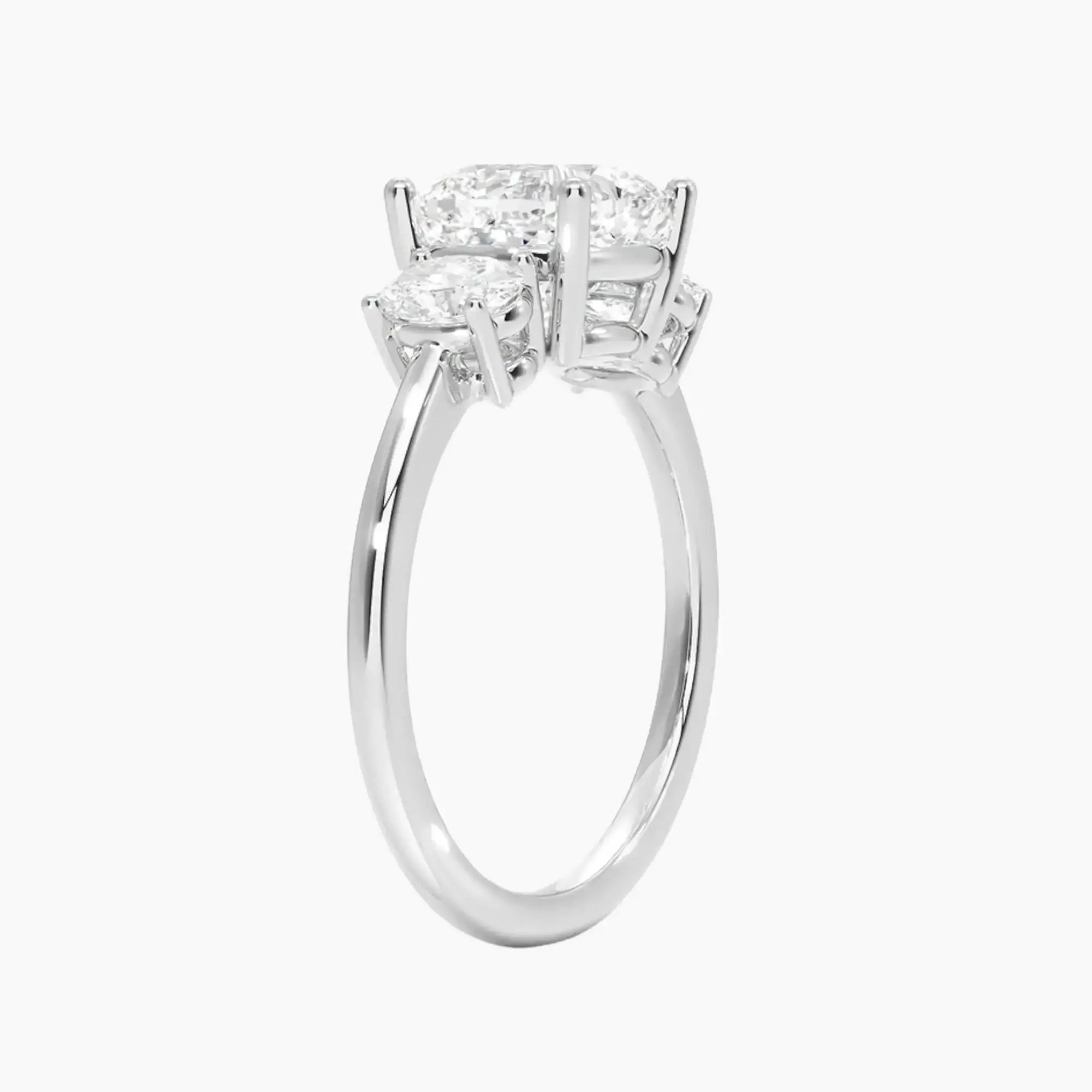 Liora Cushion Three Stone Diamond Ring Setting in 14K White Gold