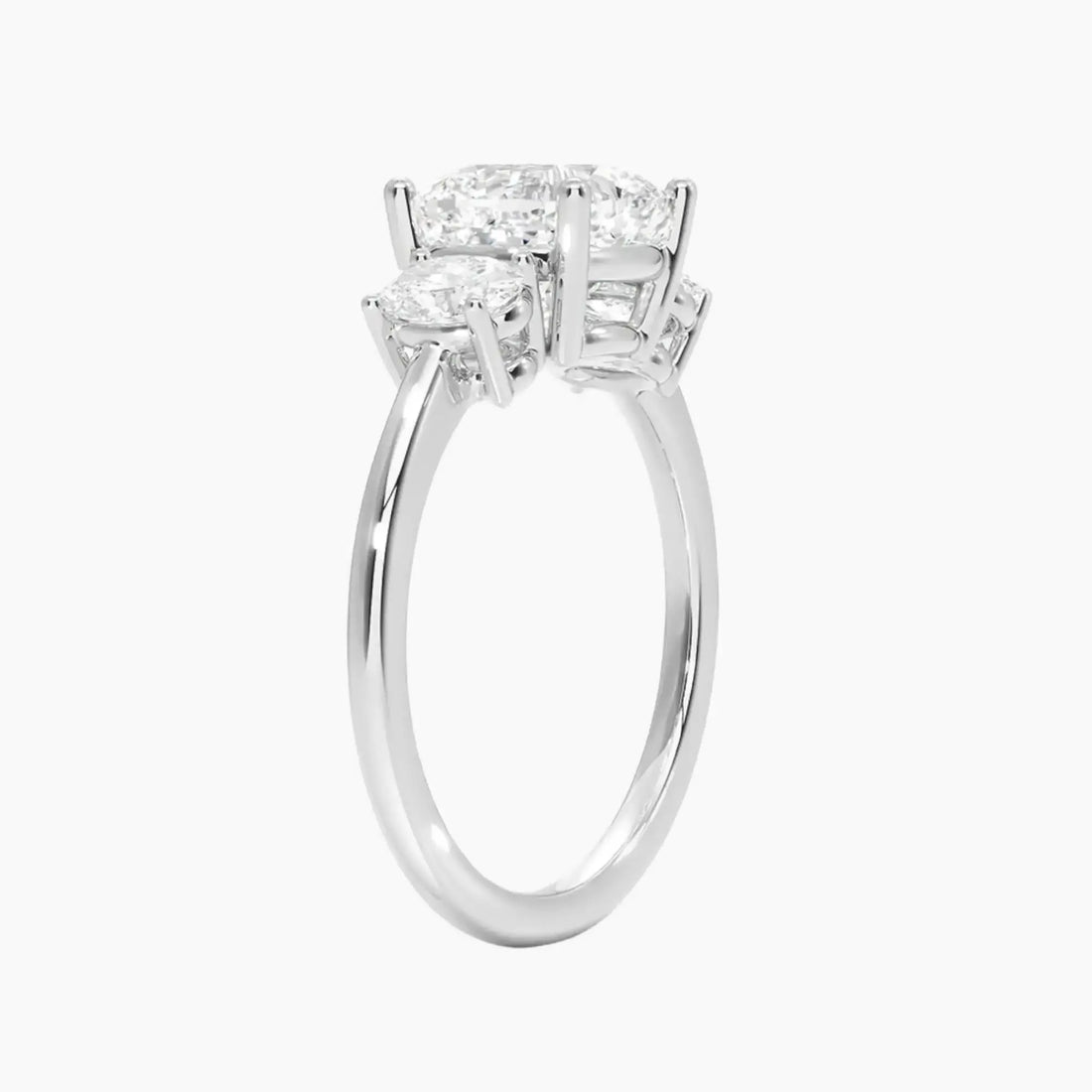 Liora Cushion Three Stone 1.5 Carat Lab Grown Diamond Engagement Ring in 14K White Gold