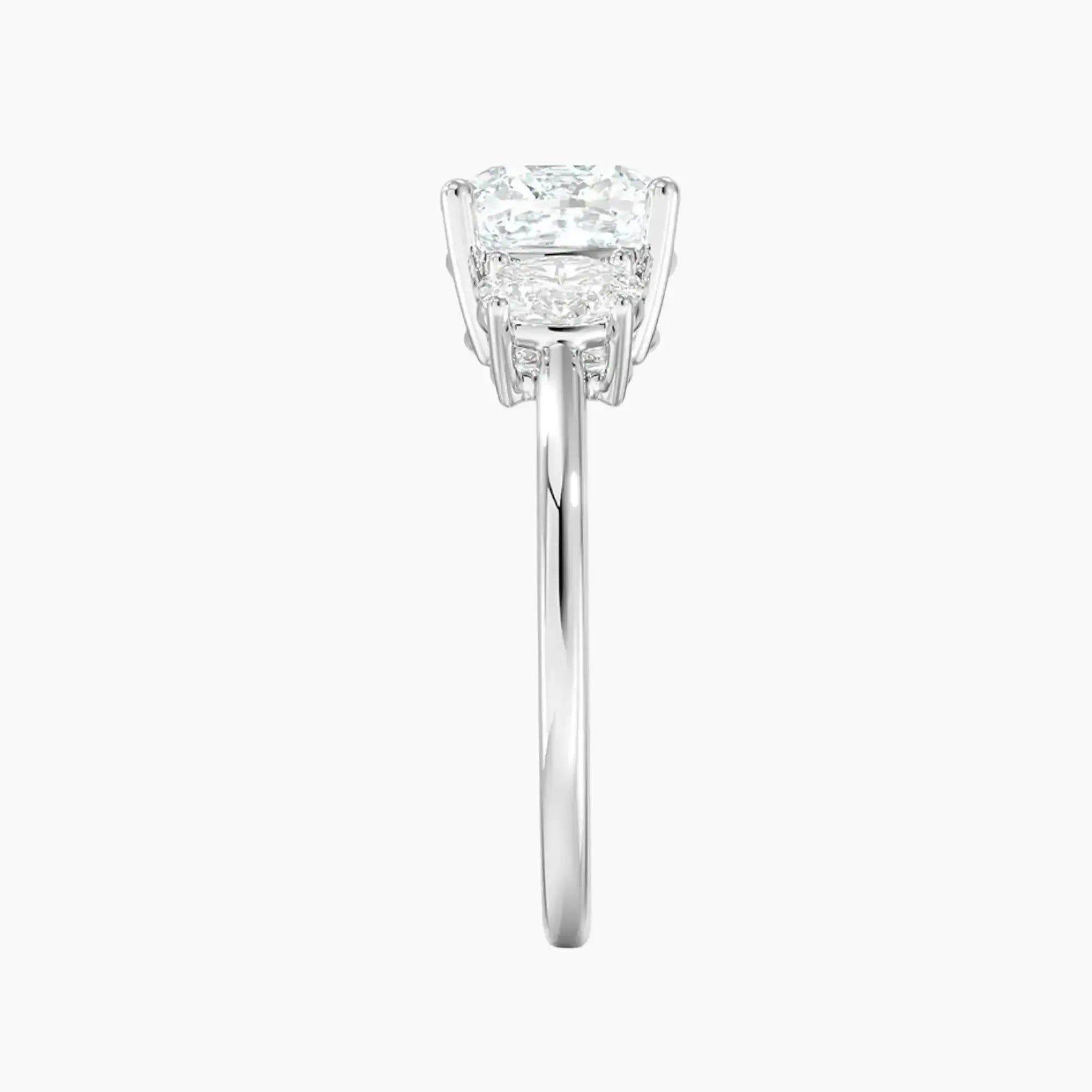 Liora Cushion Three Stone Diamond Ring Setting in 14K White Gold