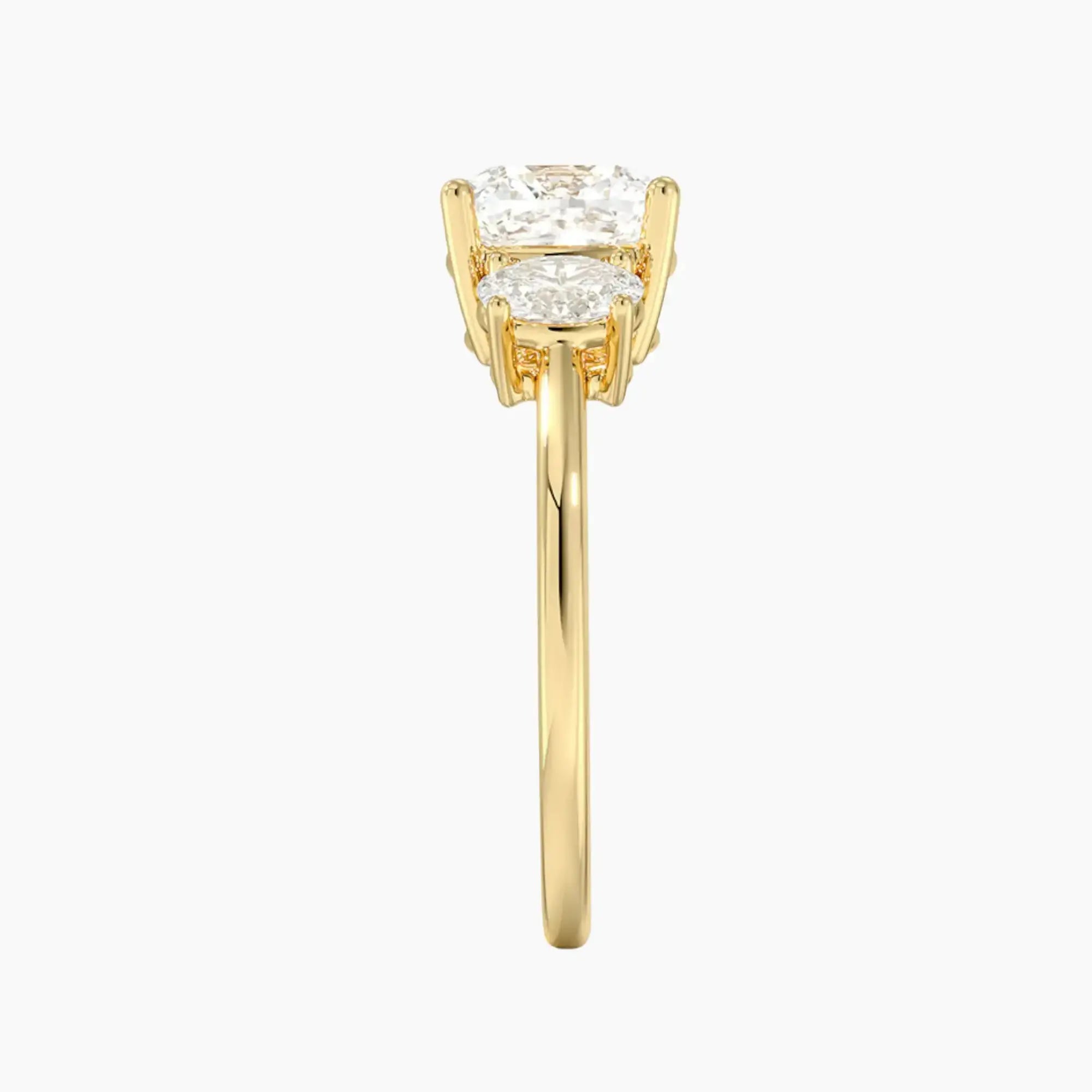 Liora Cushion Three Stone 1 Carat Lab Grown Diamond Engagement Ring in 14K Rose Gold