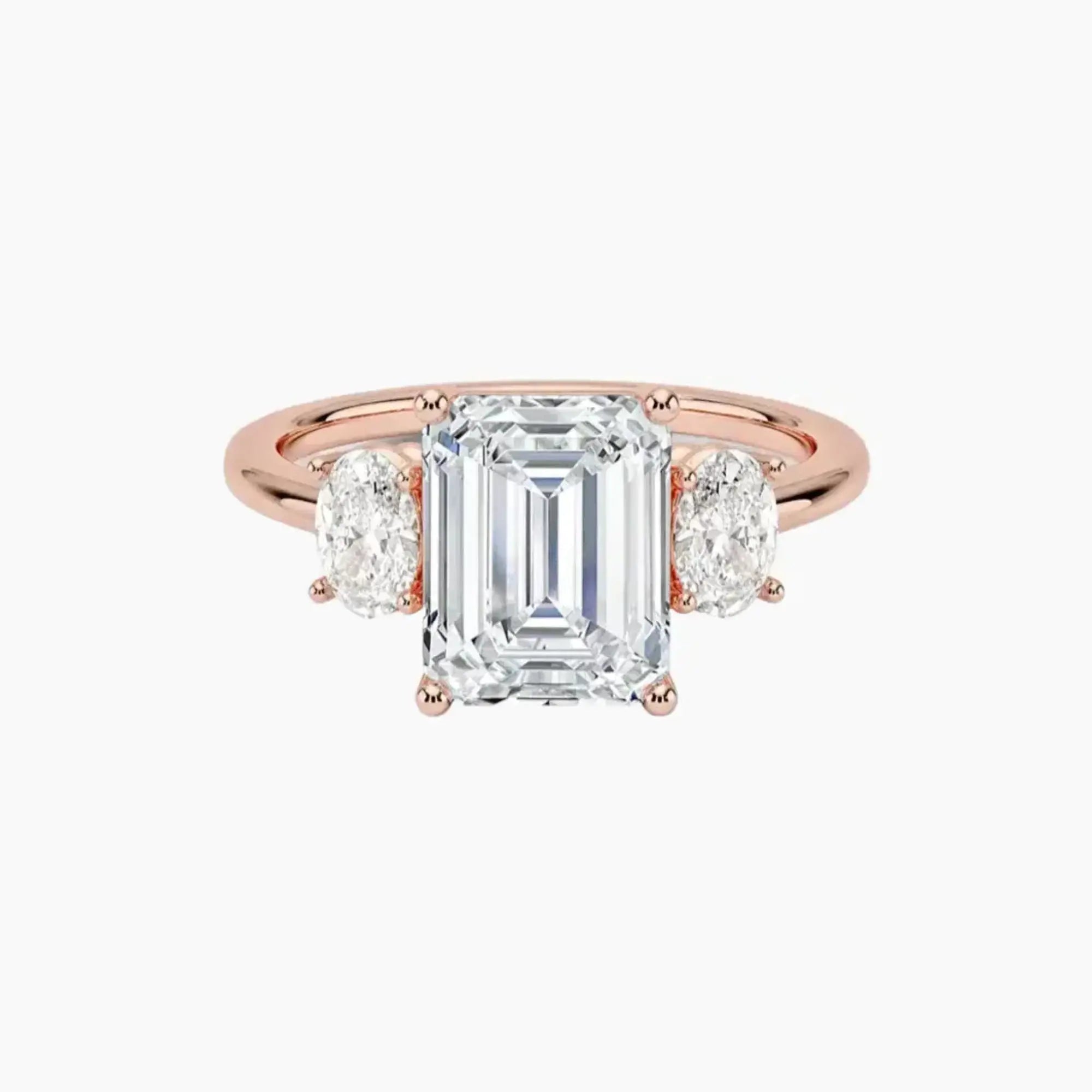 Liora Emerald Three Stone 3 Carat Lab Grown Diamond Engagement Ring in 14K Yellow Gold