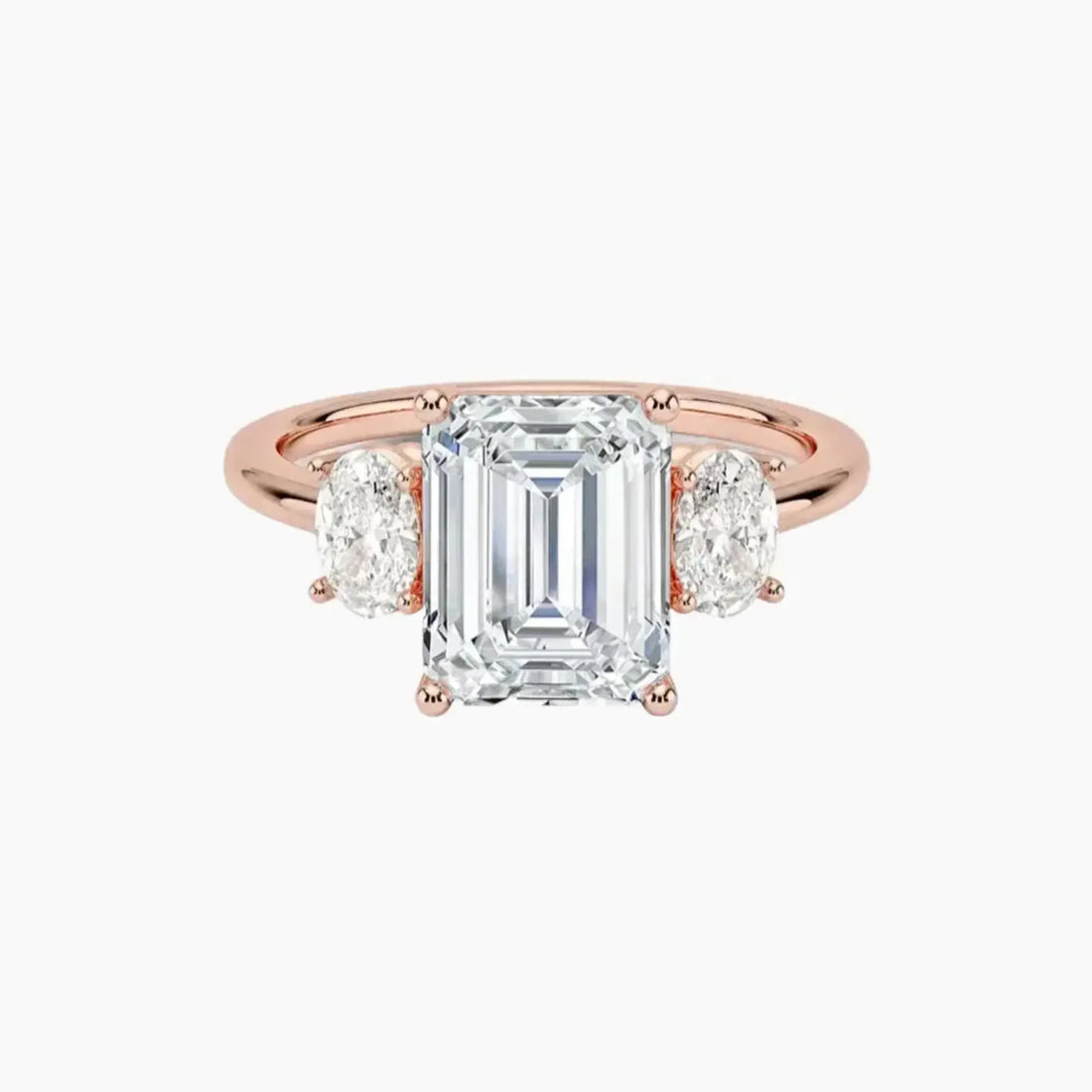 Liora Emerald Three Stone Diamond Ring Setting in 14K White Gold