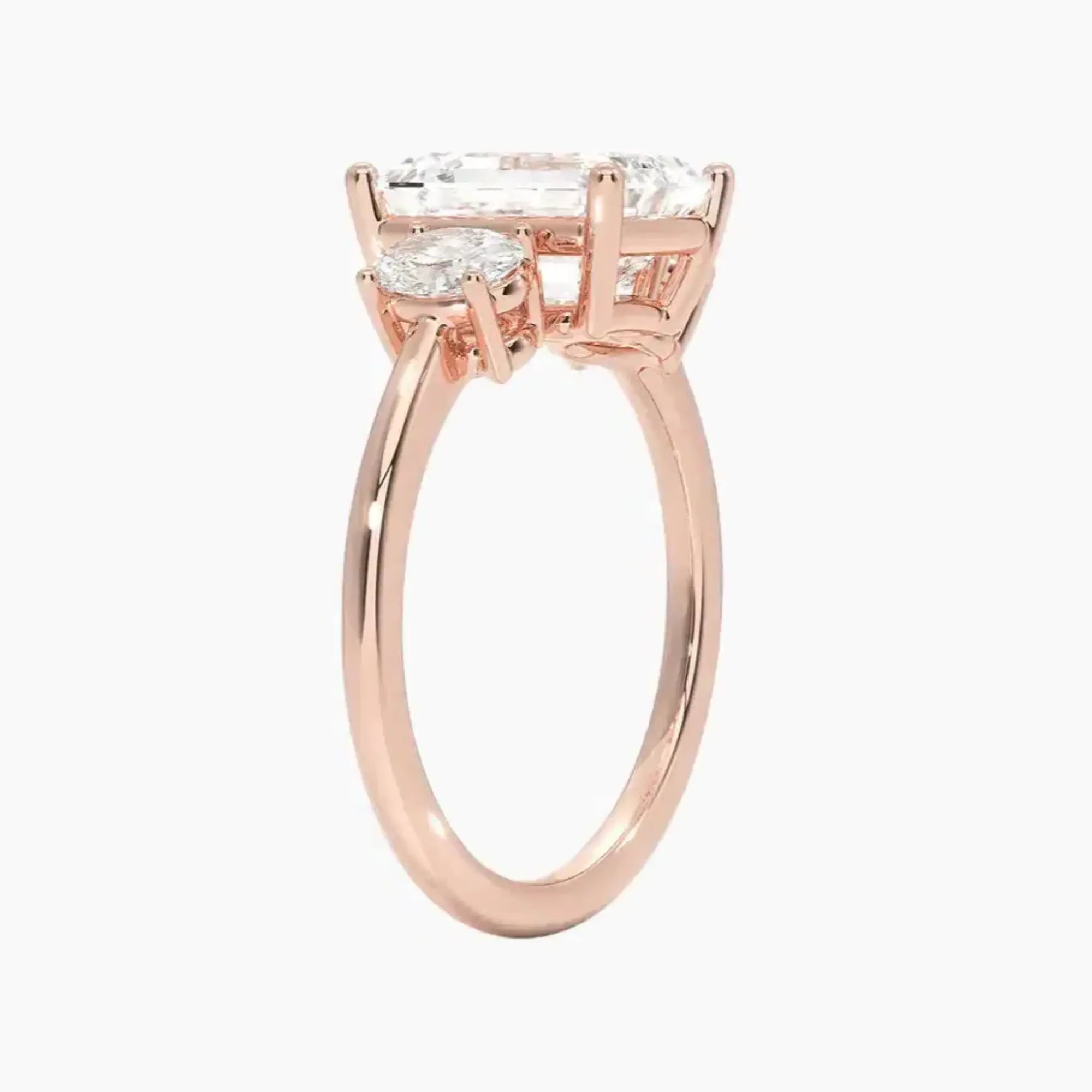 Liora Emerald Three Stone Diamond Ring Setting in 18K White Gold