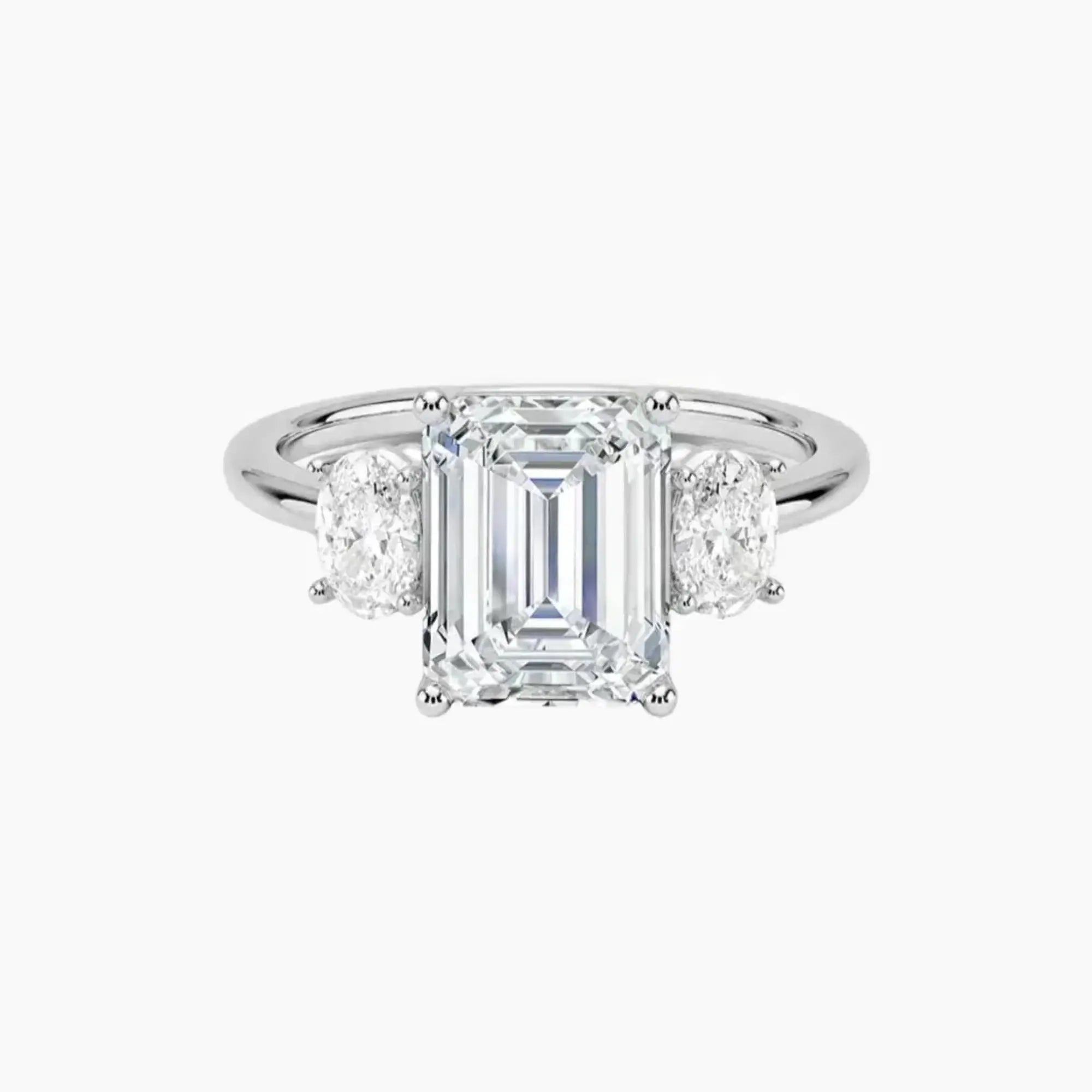 Liora Emerald Three Stone 3 Carat Lab Grown Diamond Engagement Ring in 14K Yellow Gold