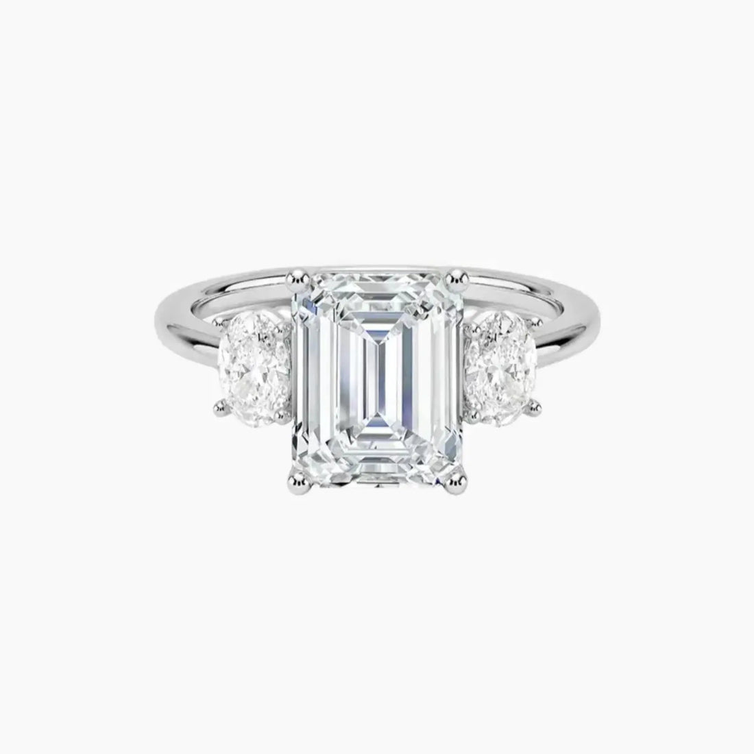 Liora Emerald Three Stone 3 Carat Lab Grown Diamond Engagement Ring in 14K Yellow Gold