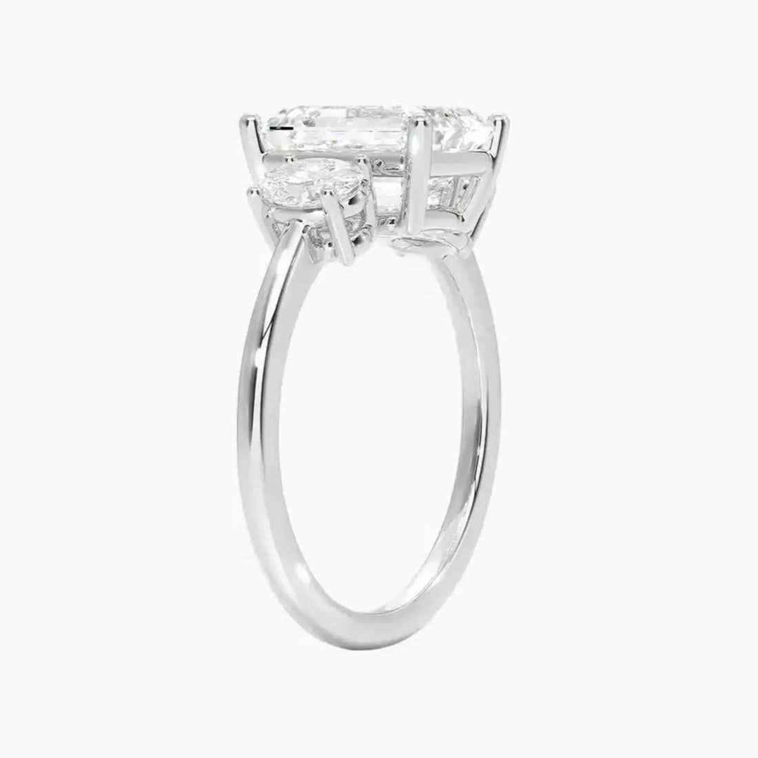Liora Emerald Three Stone Diamond Ring Setting in 18K White Gold