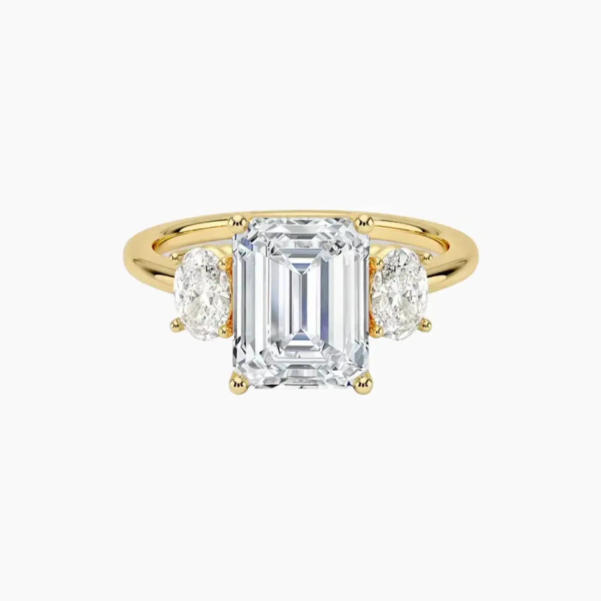 Liora Emerald Three Stone 3 Carat Lab Grown Diamond Engagement Ring in 14K White Gold