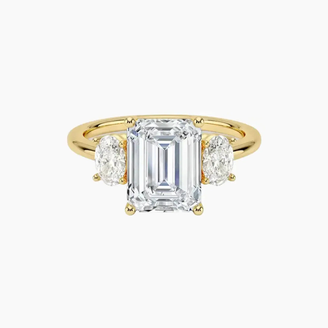 Liora Emerald Three Stone 3 Carat Lab Grown Diamond Engagement Ring in 14K Rose Gold