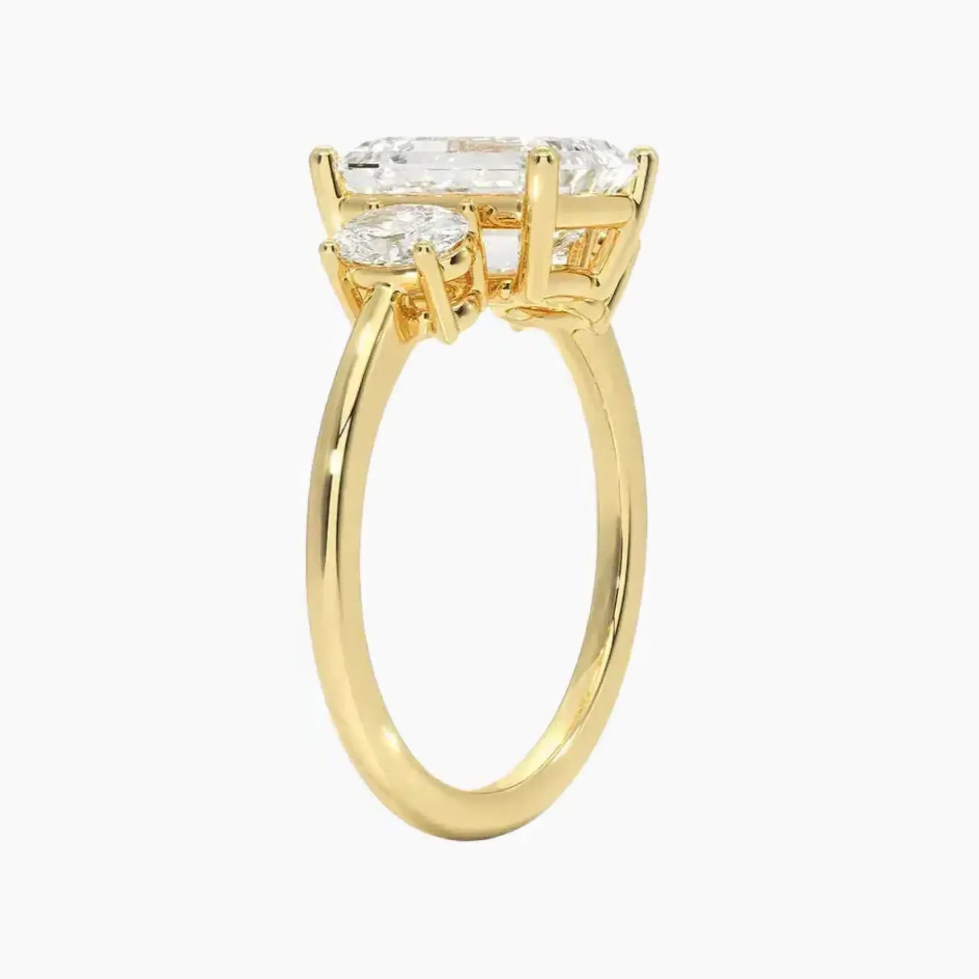 Liora Emerald Three Stone 1 Carat Lab Grown Diamond Engagement Ring in 14K White Gold