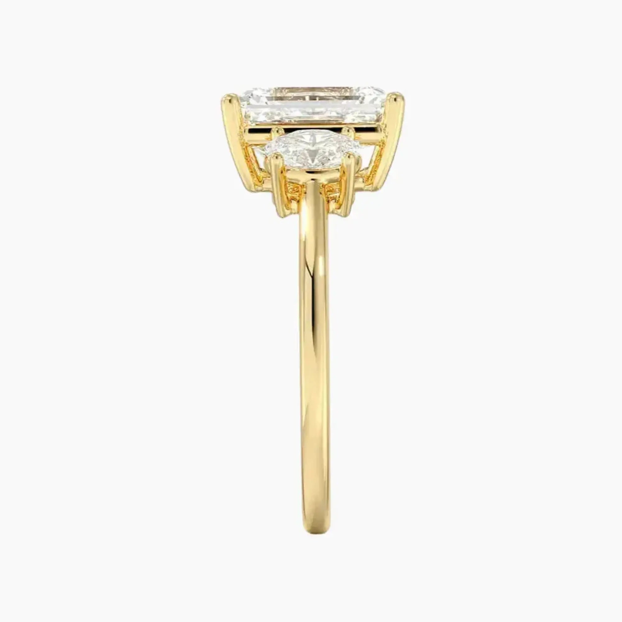 Liora Emerald Three Stone Diamond Ring Setting in 14K Rose Gold