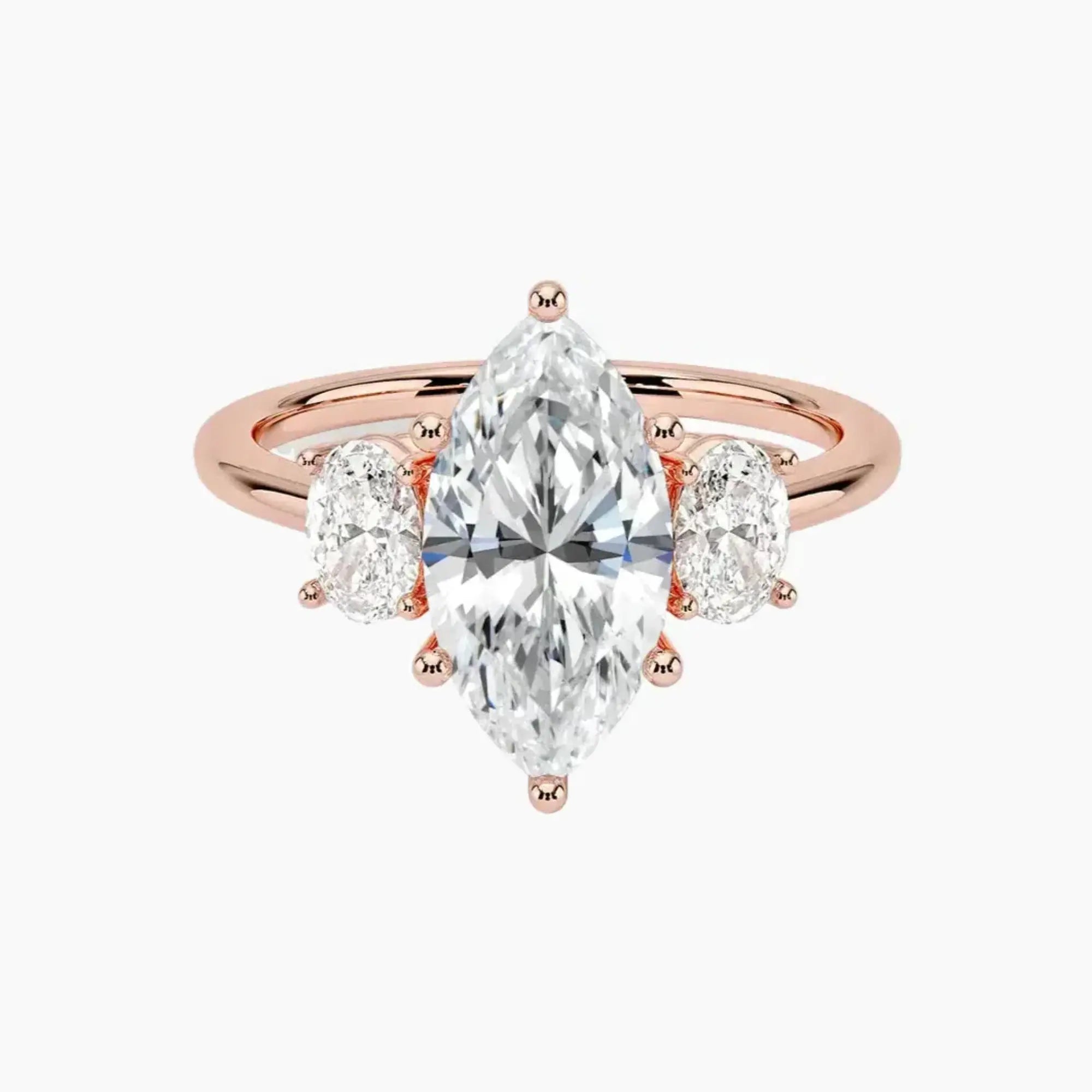 Liora Marquise Three Stone 1.5 Carat Lab Grown Diamond Engagement Ring in 18K Yellow Gold