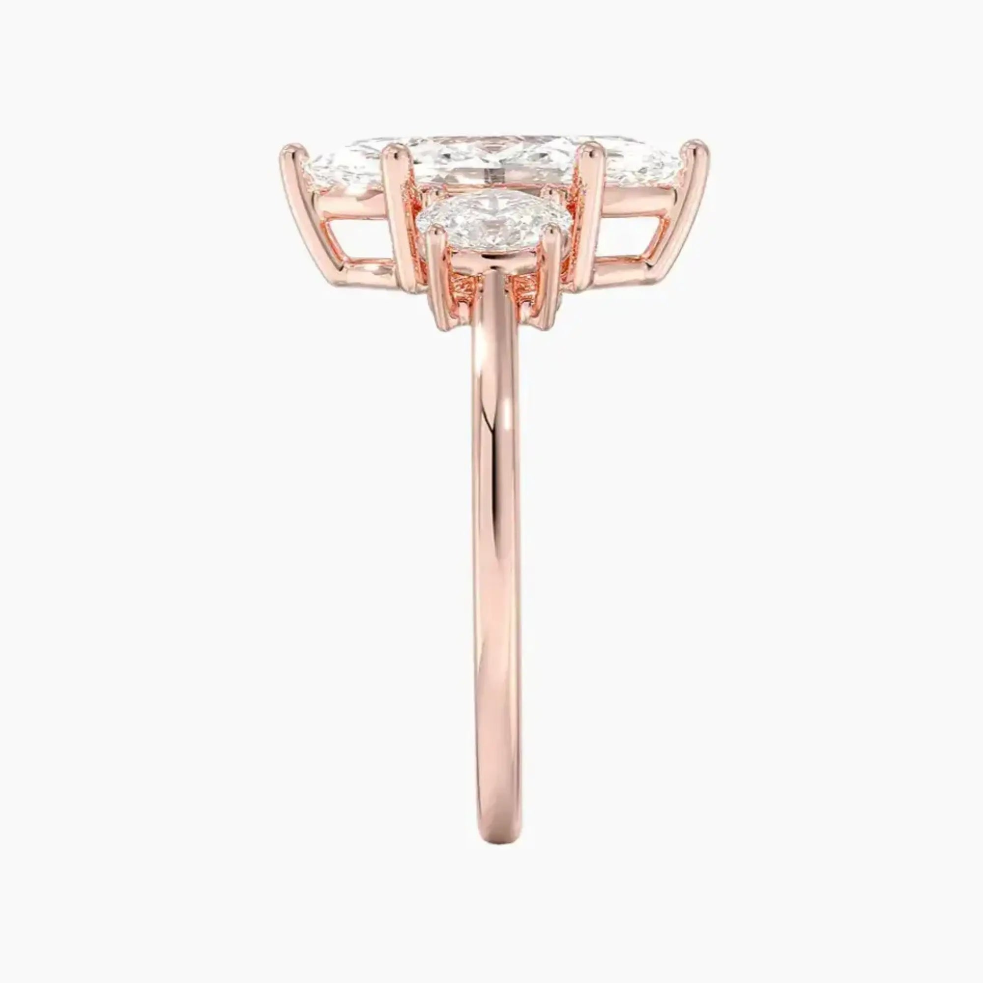 Liora Marquise Three Stone 1.5 Carat Lab Grown Diamond Engagement Ring in 18K Rose Gold