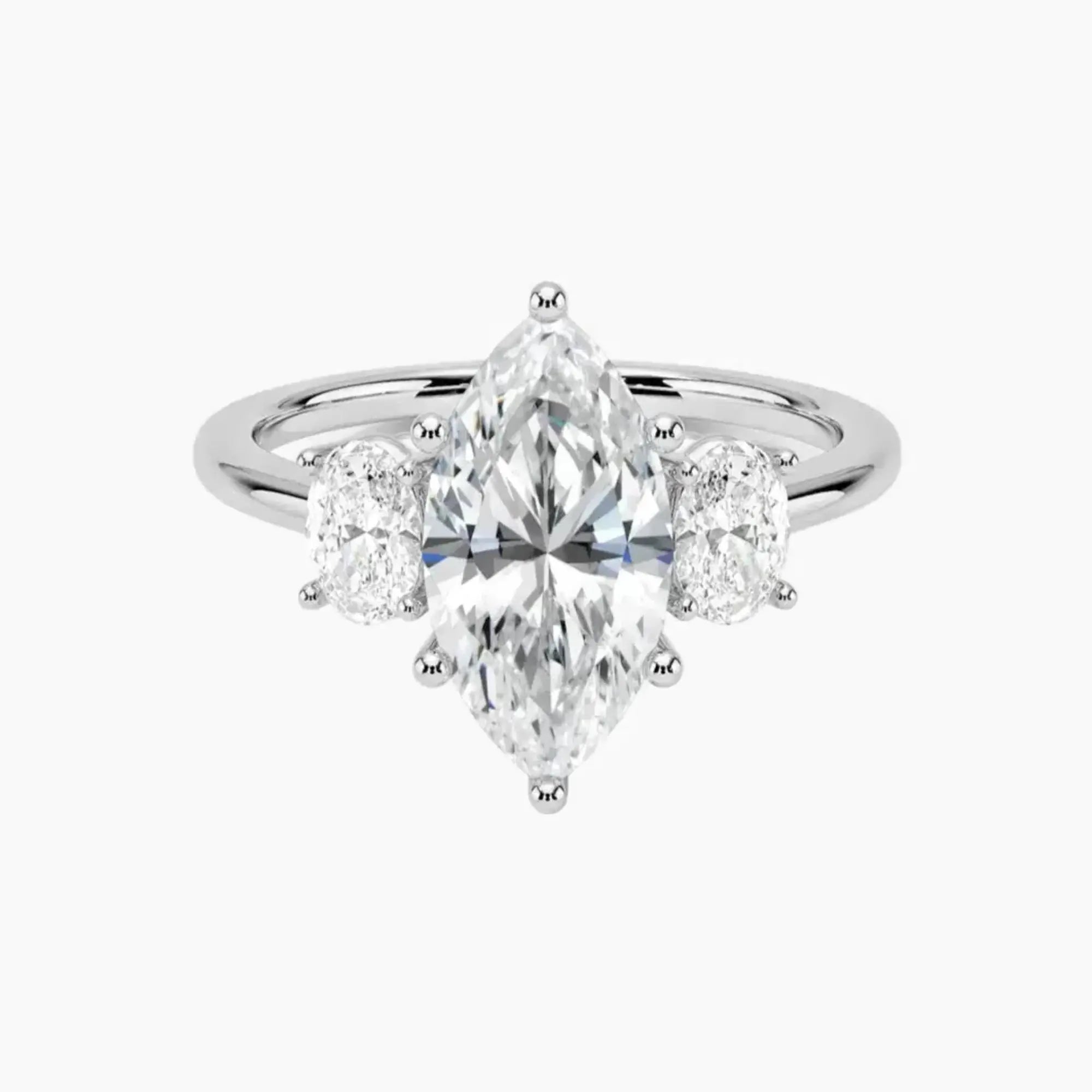 Liora Marquise Three Stone 1.5 Carat Lab Grown Diamond Engagement Ring in 18K Rose Gold