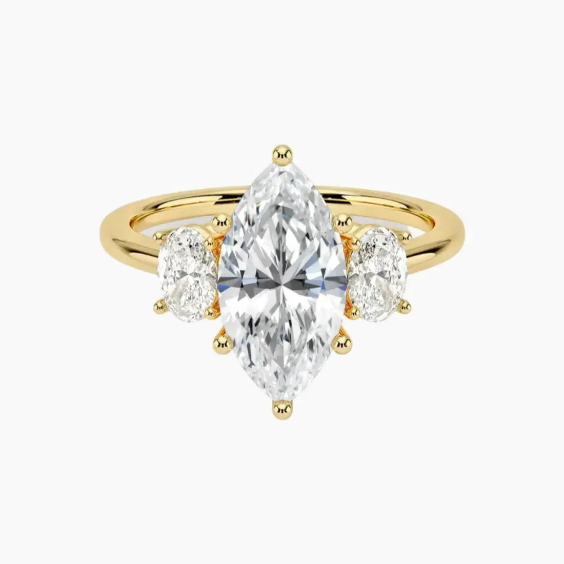 Liora Marquise Three Stone Diamond Ring Setting in 14K Yellow Gold