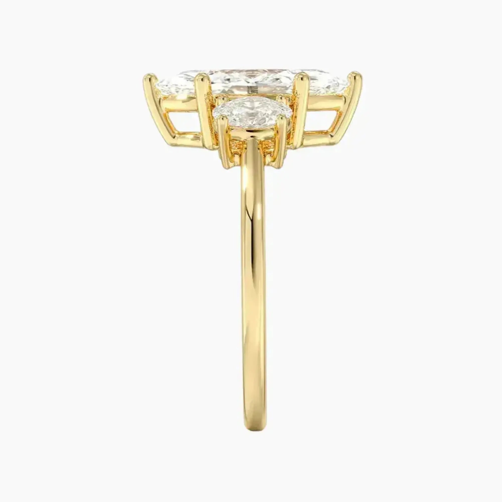 Liora Marquise Three Stone 1.5 Carat Lab Grown Diamond Engagement Ring in 14K Yellow Gold