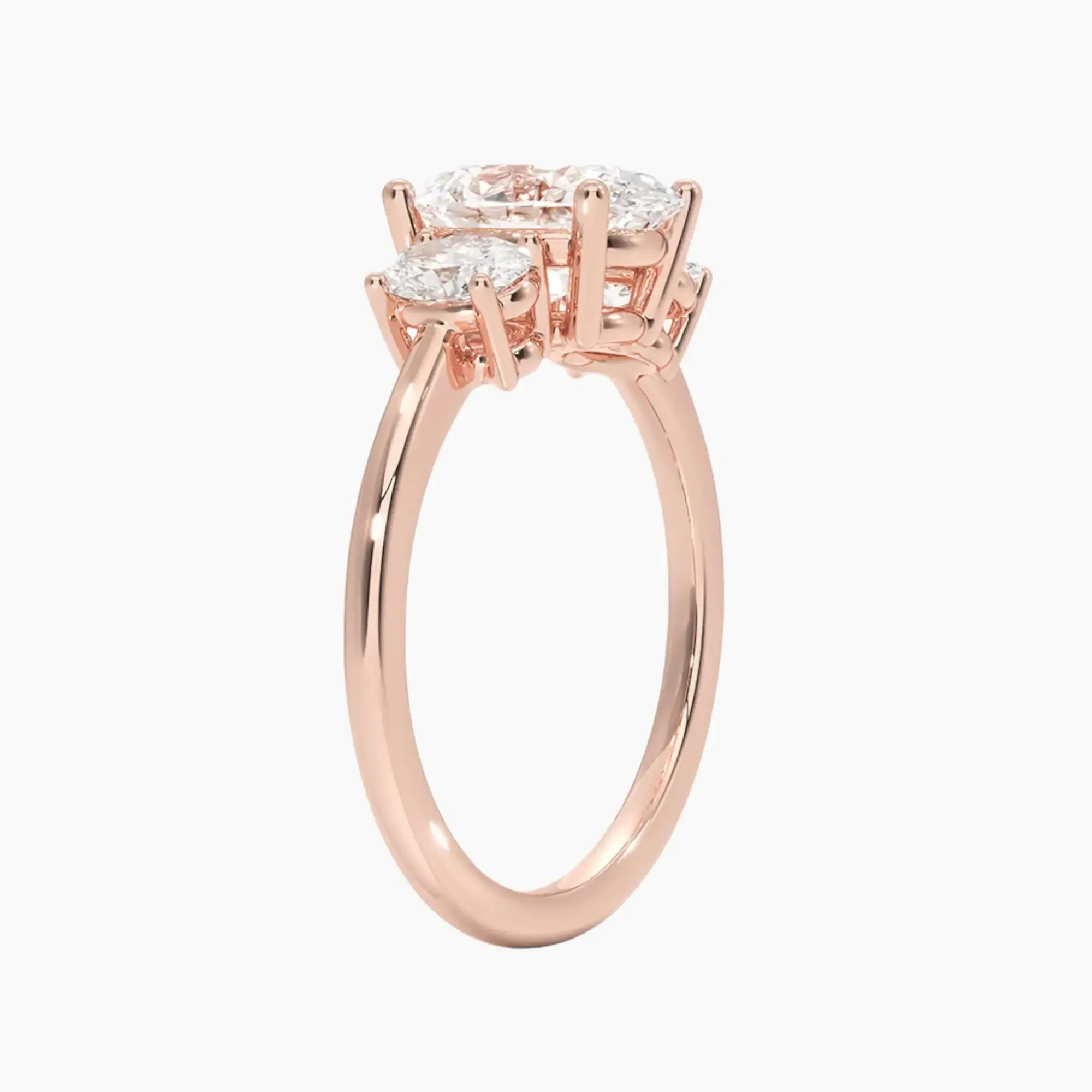 Liora Oval Three Stone 1 Carat Lab Grown Diamond Engagement Ring in 18K Rose Gold