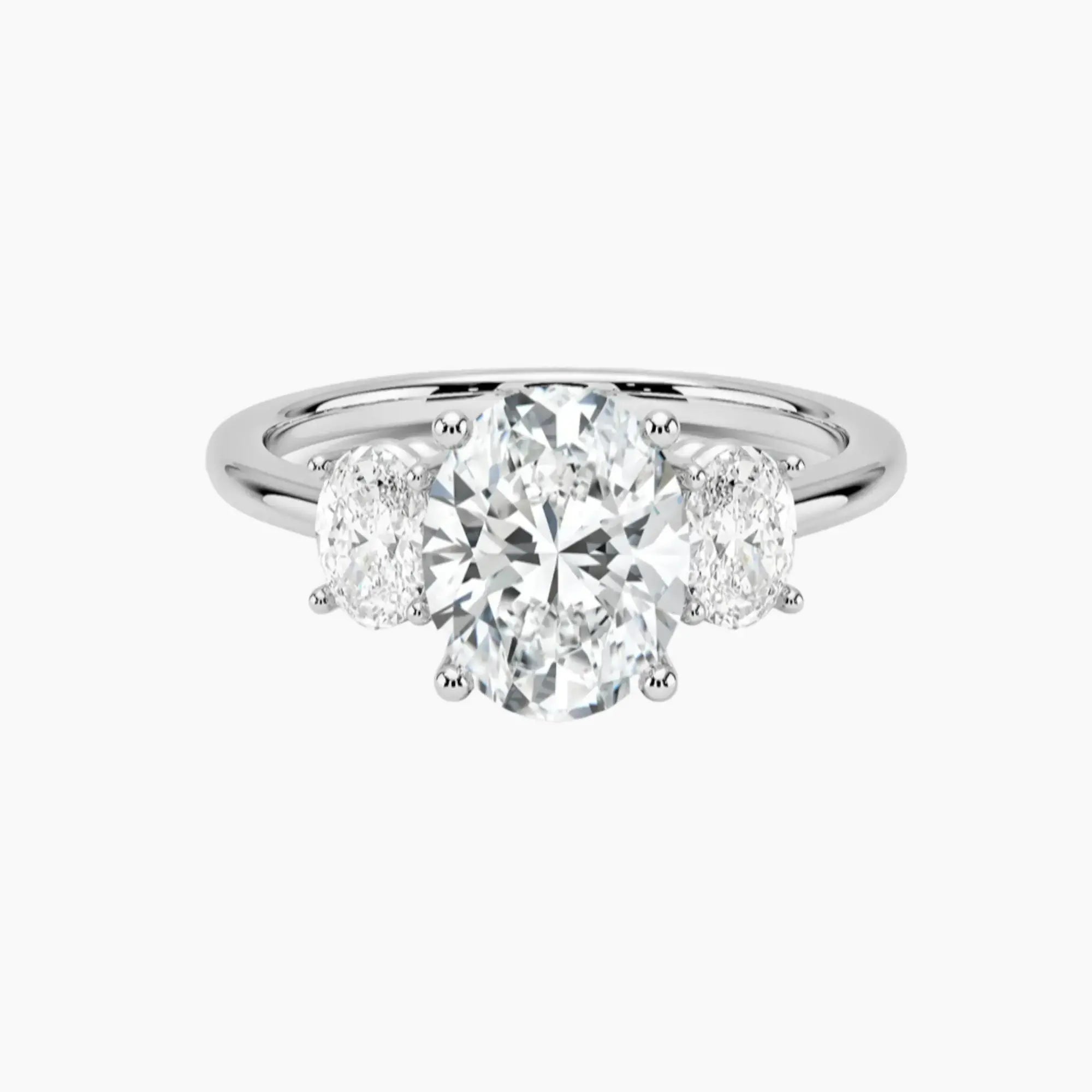 Liora Oval Three Stone 1.5 Carat Lab Grown Diamond Engagement Ring in 14K White Gold
