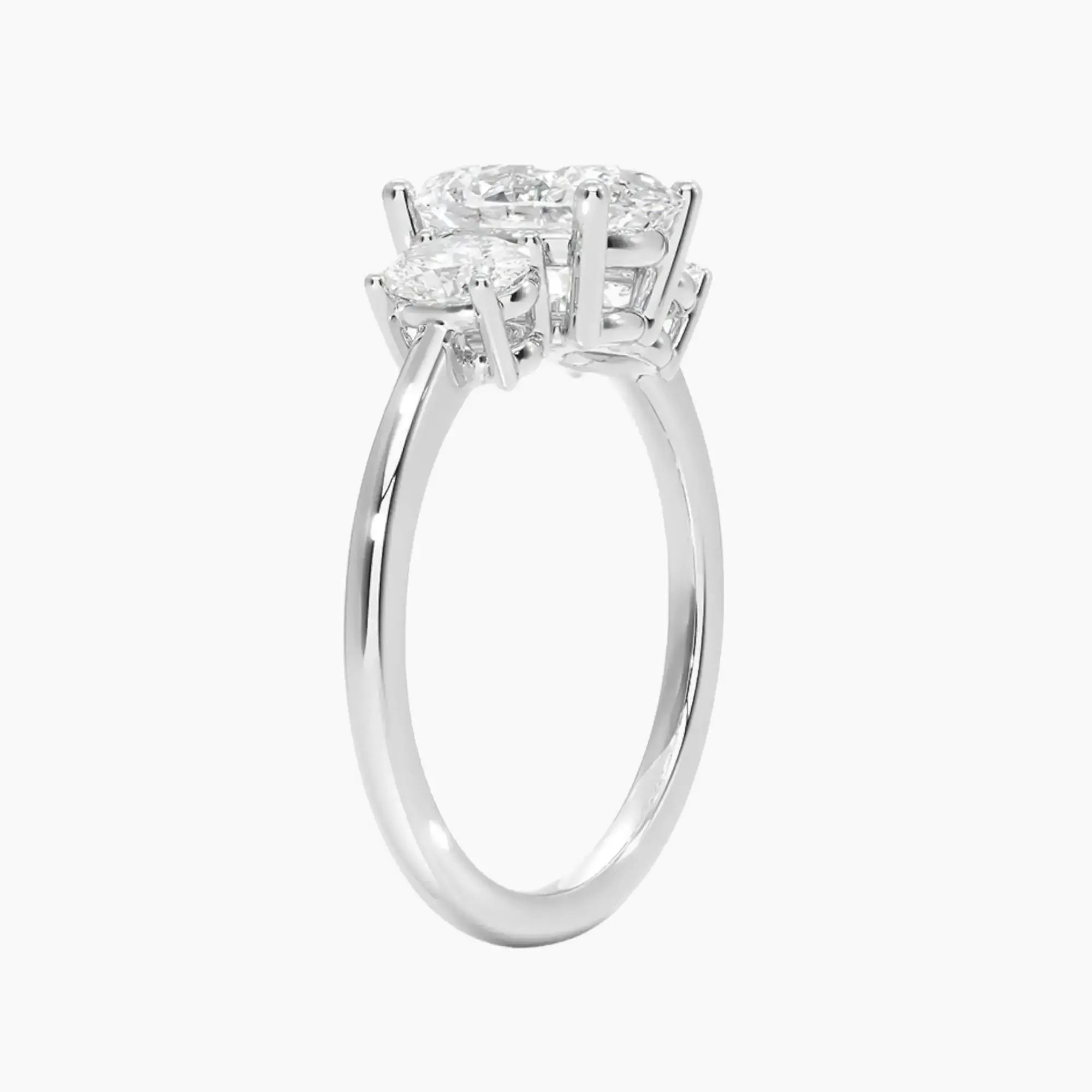 Liora Oval Three Stone Diamond Ring Setting in 18K Yellow Gold