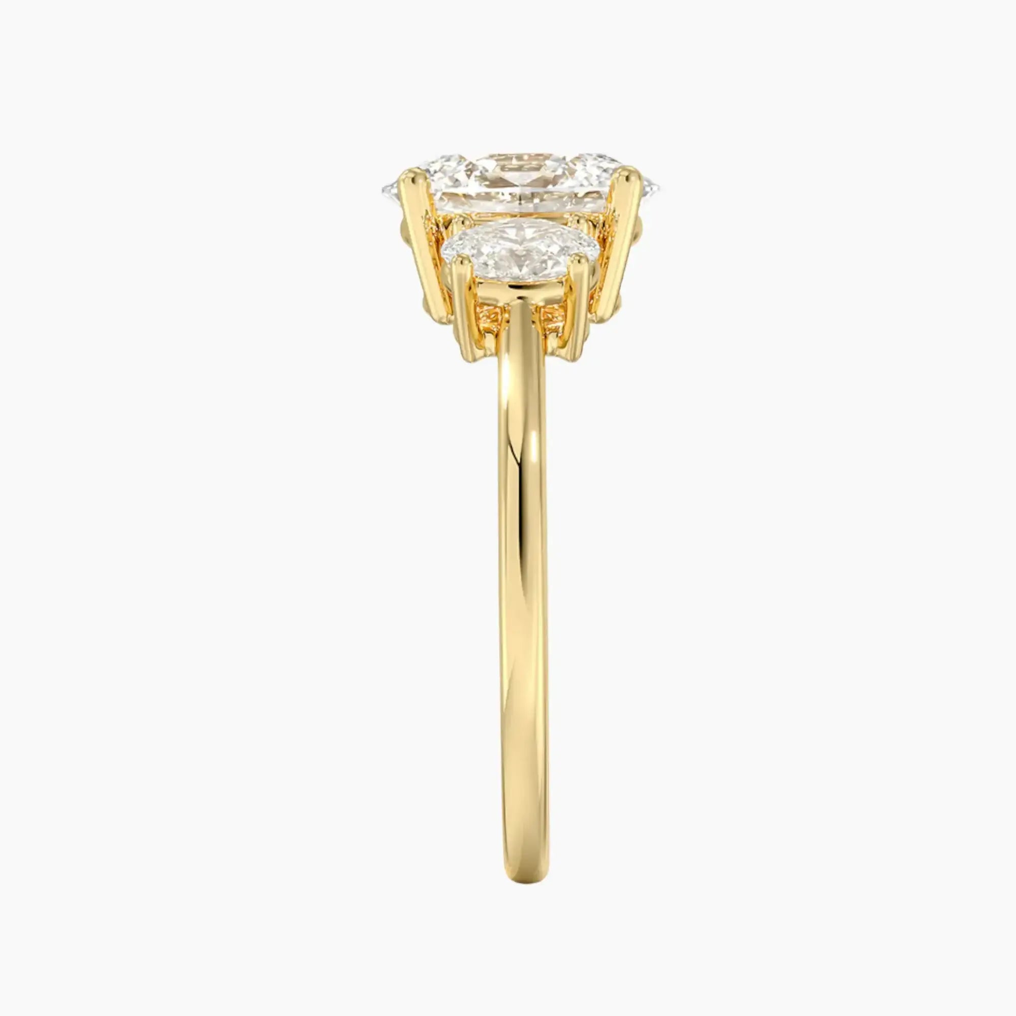 Liora Oval Three Stone Diamond Ring Setting in 14K Yellow Gold