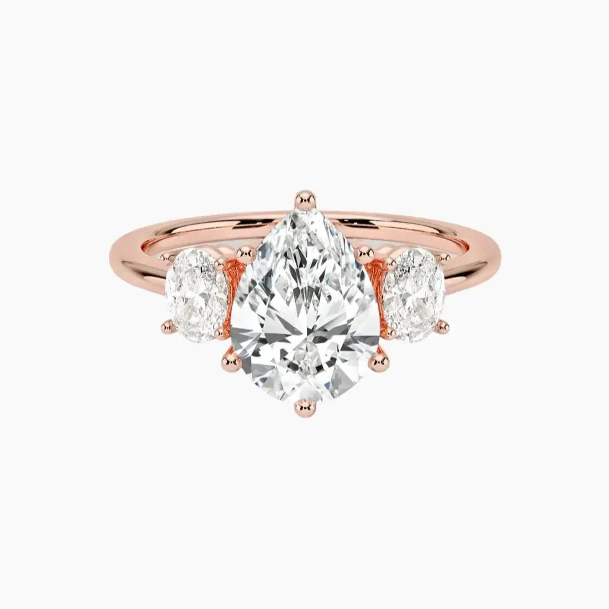 Liora Pear Three Stone Diamond Ring Setting in 18K Yellow Gold