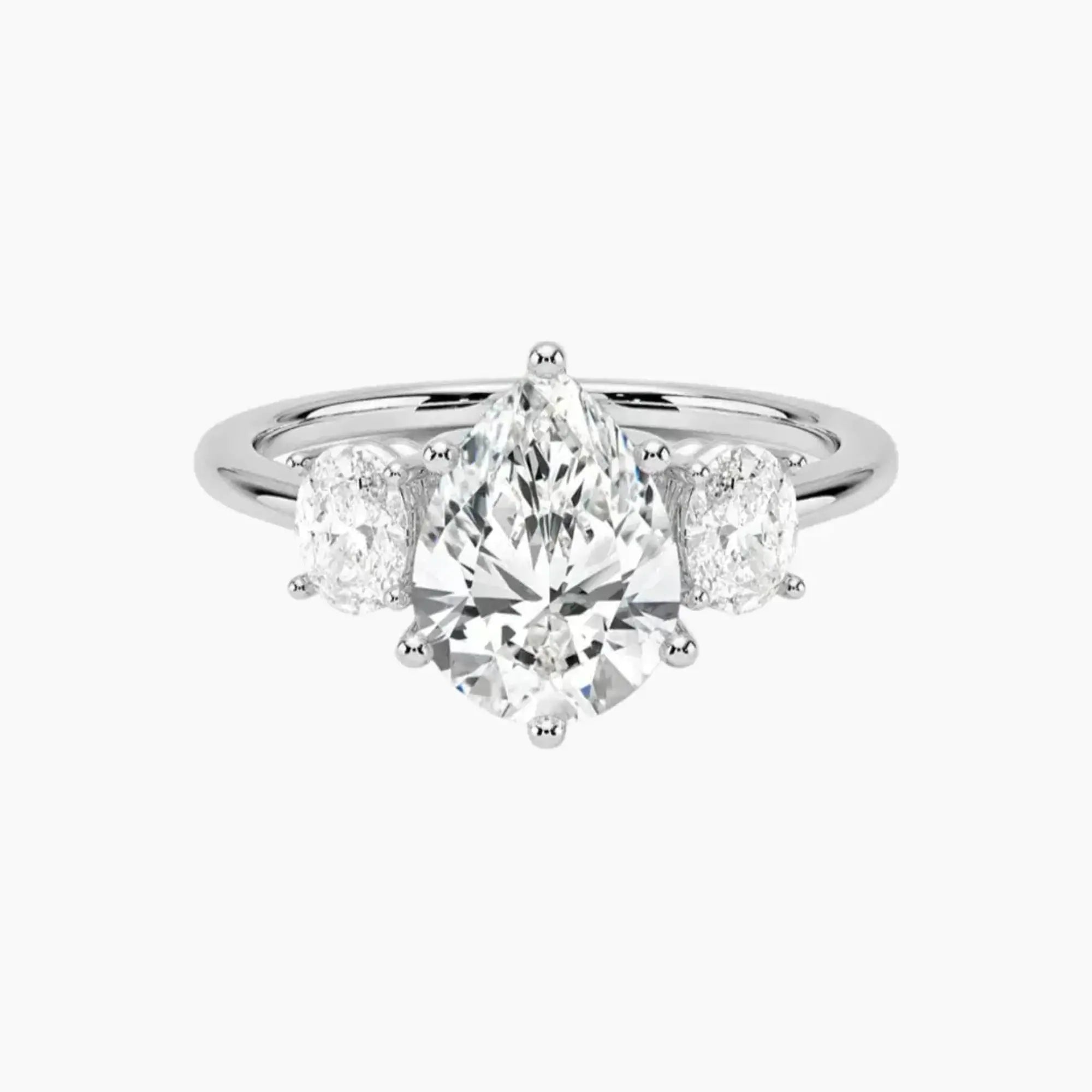 Liora Pear Three Stone Diamond Ring Setting in 14K Rose Gold