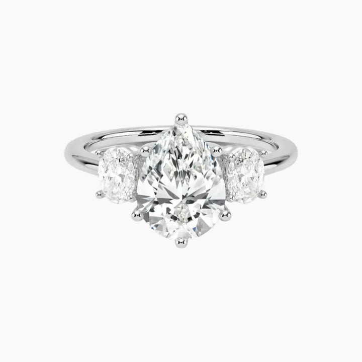 Liora Pear Three Stone 2 Carat Lab Grown Diamond Engagement Ring in 14K White Gold