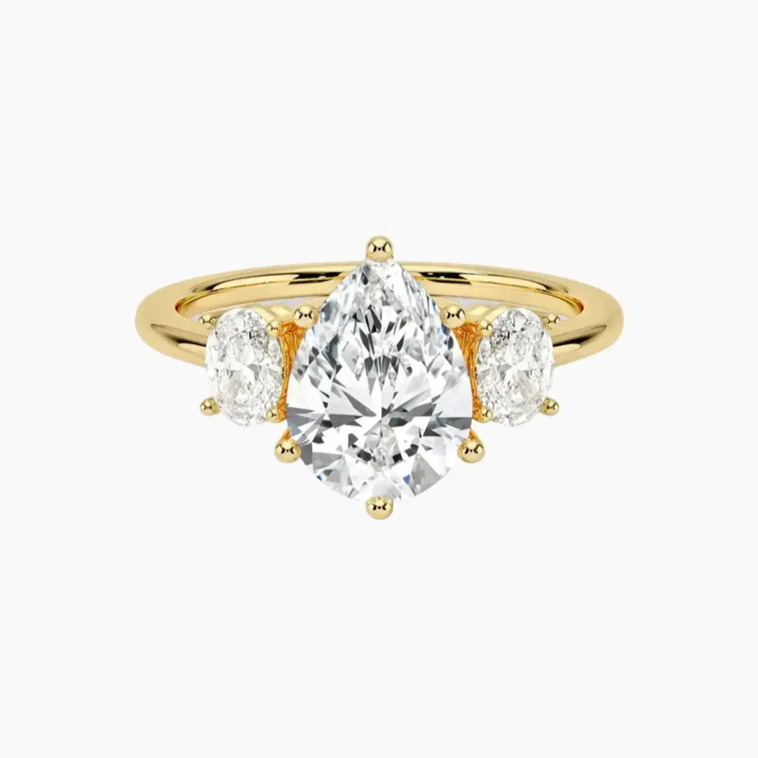 Liora Pear Three Stone 1 Carat Lab Grown Diamond Engagement Ring in 18K White Gold
