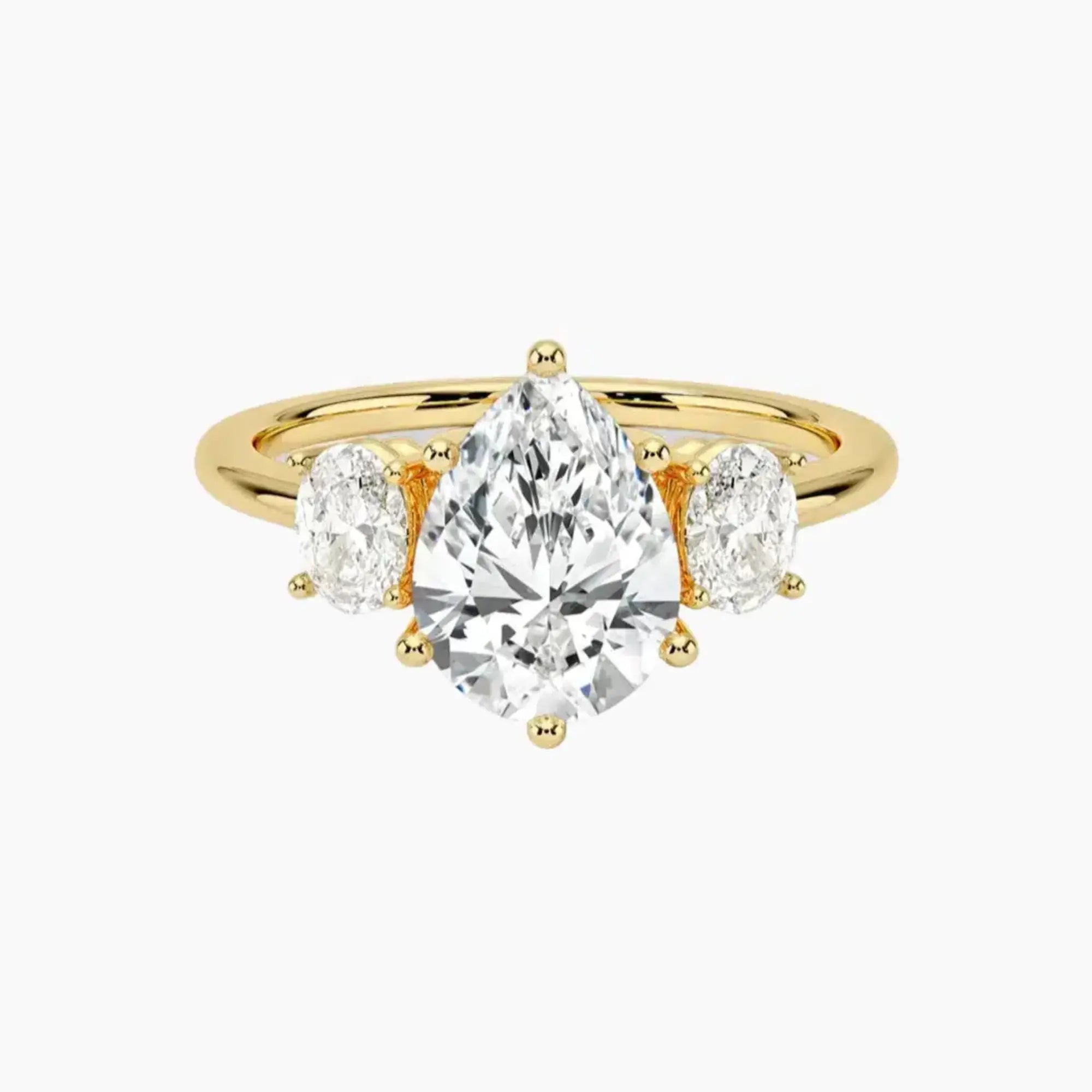 Liora Pear Three Stone 1.5 Carat Lab Grown Diamond Engagement Ring in 14K Rose Gold