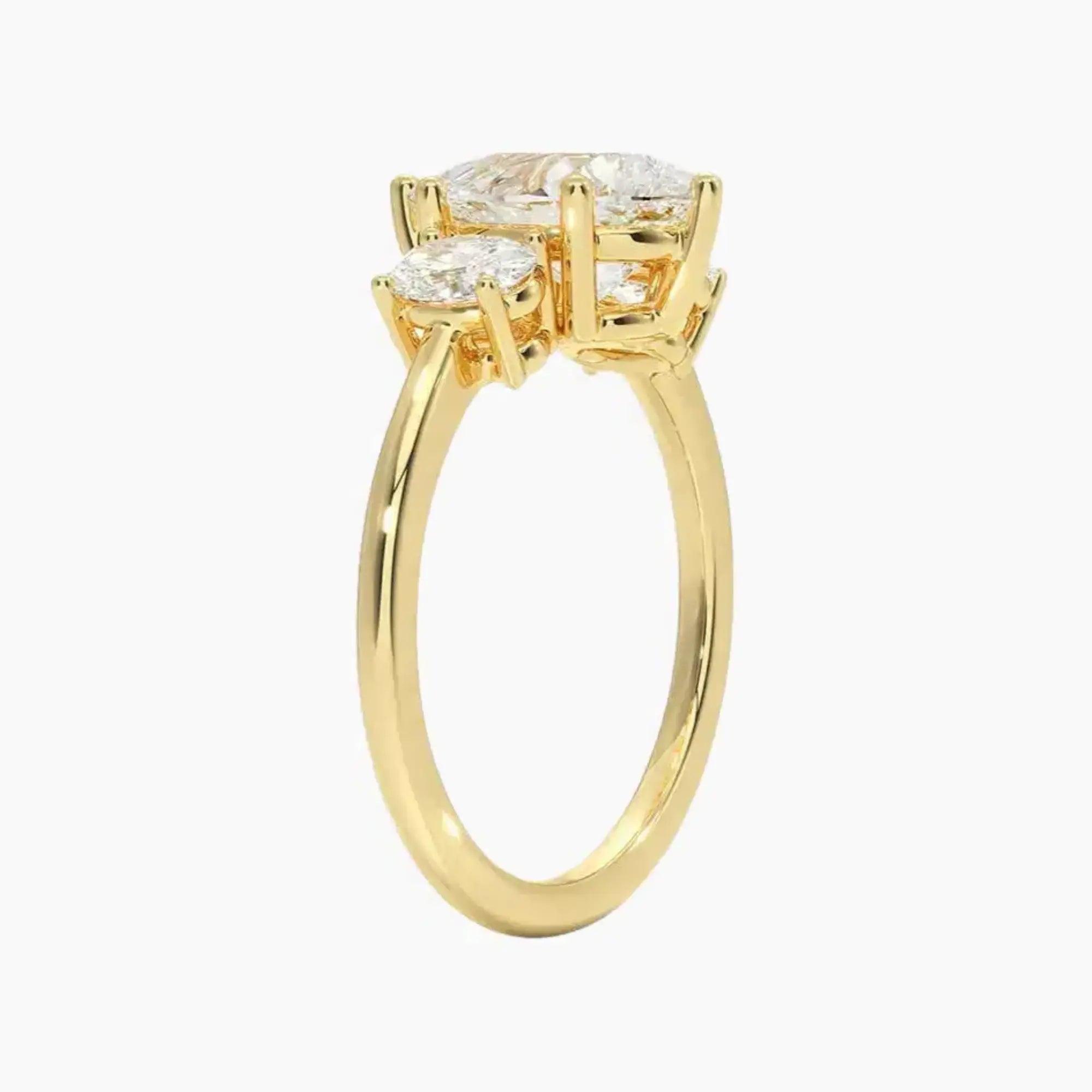 Liora Pear Three Stone Diamond Ring Setting in 18K Rose Gold